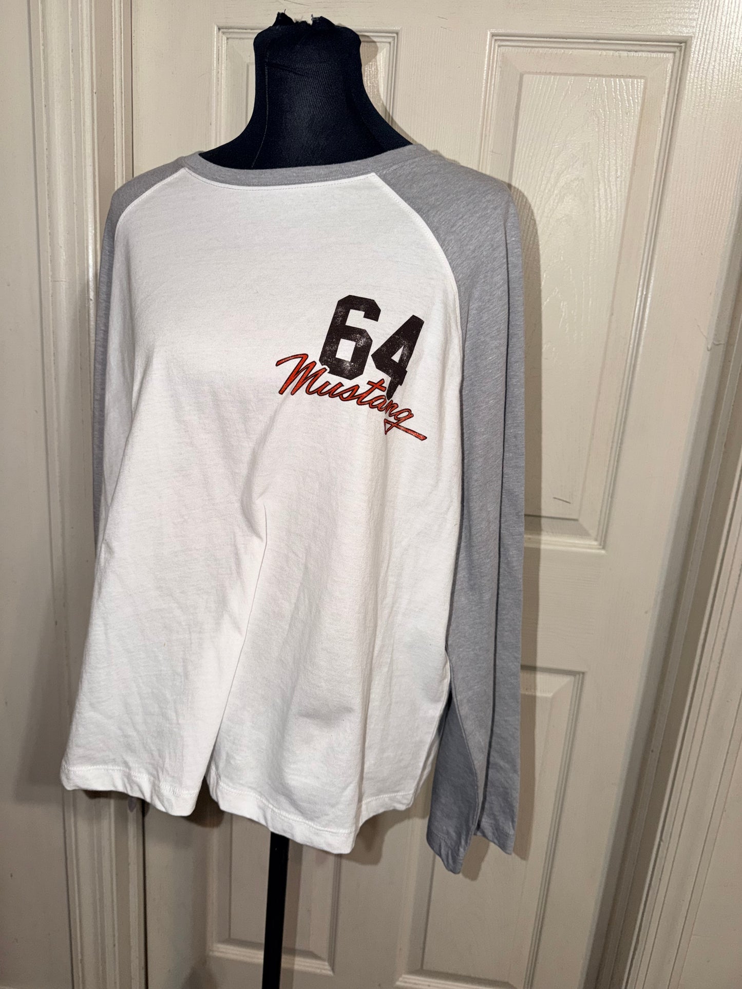 Ford Mustang Double Sided Oversized Distressed Long Sleeve Tee