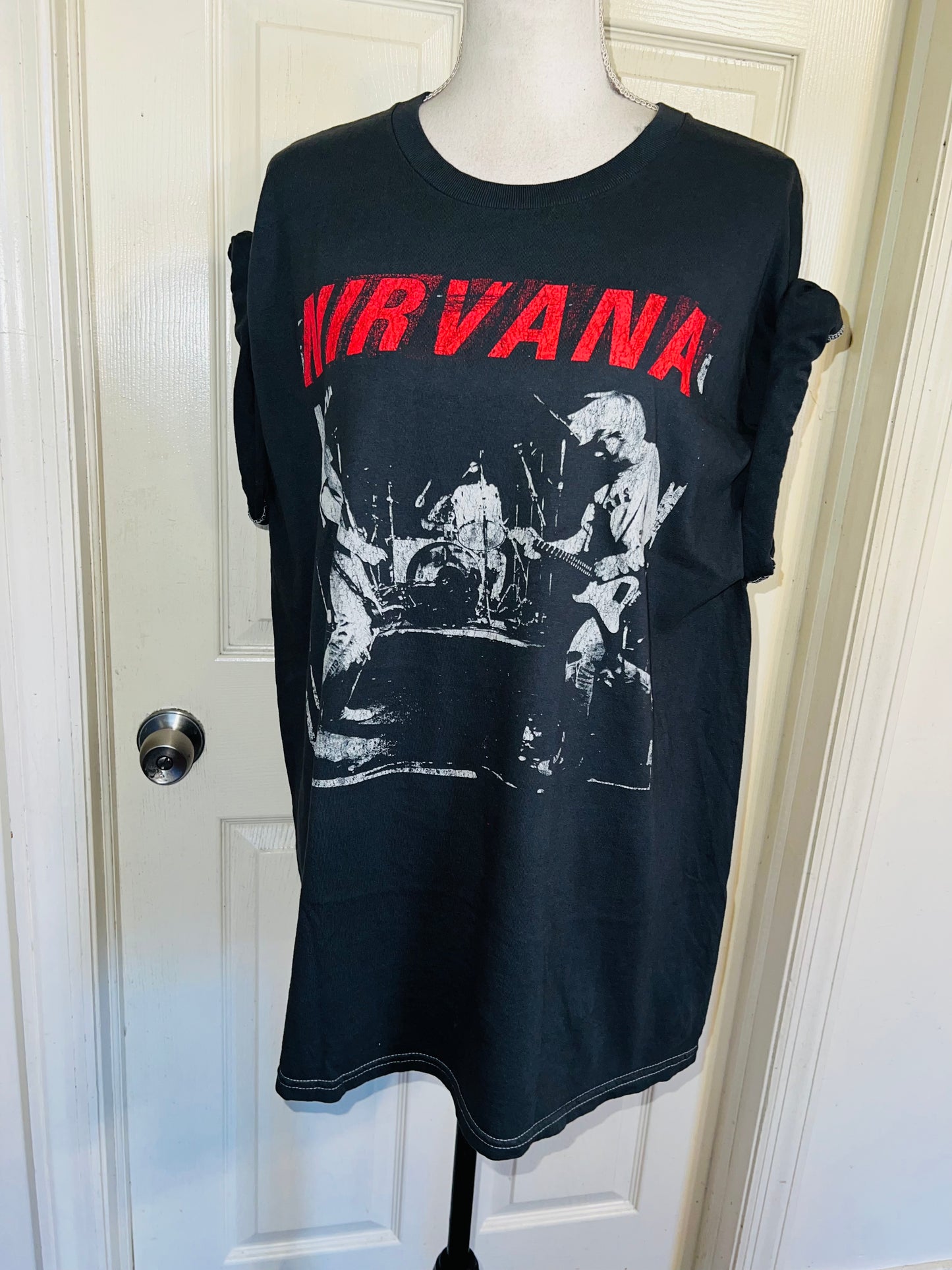 Nirvana Double Sided Oversized Distressed Tee