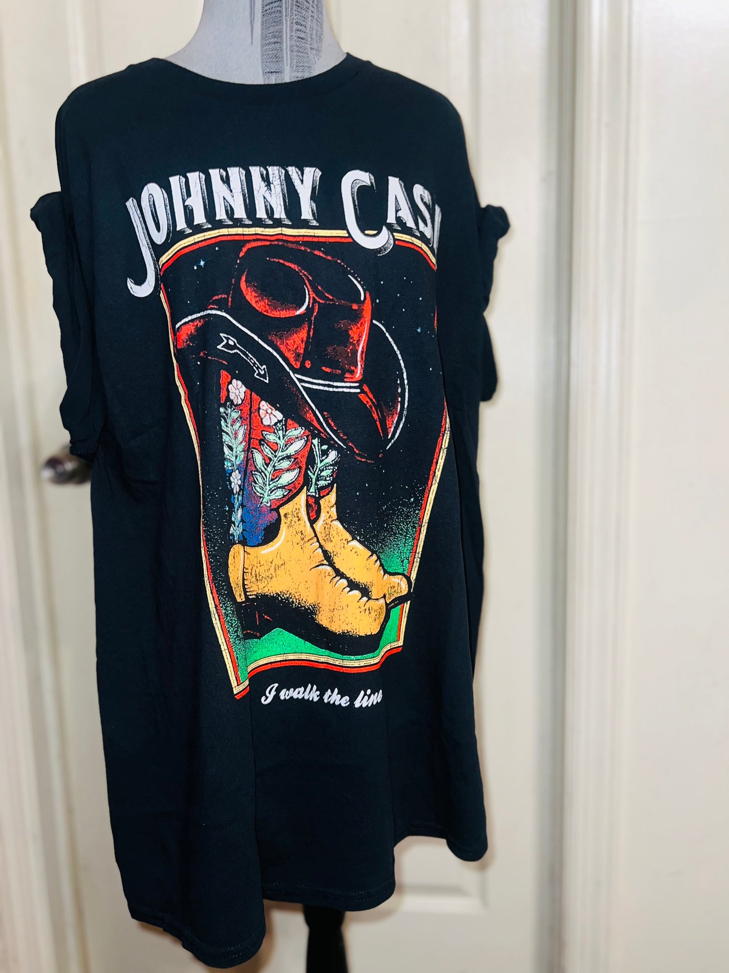 Johnny Cash Oversized Distressed Tee