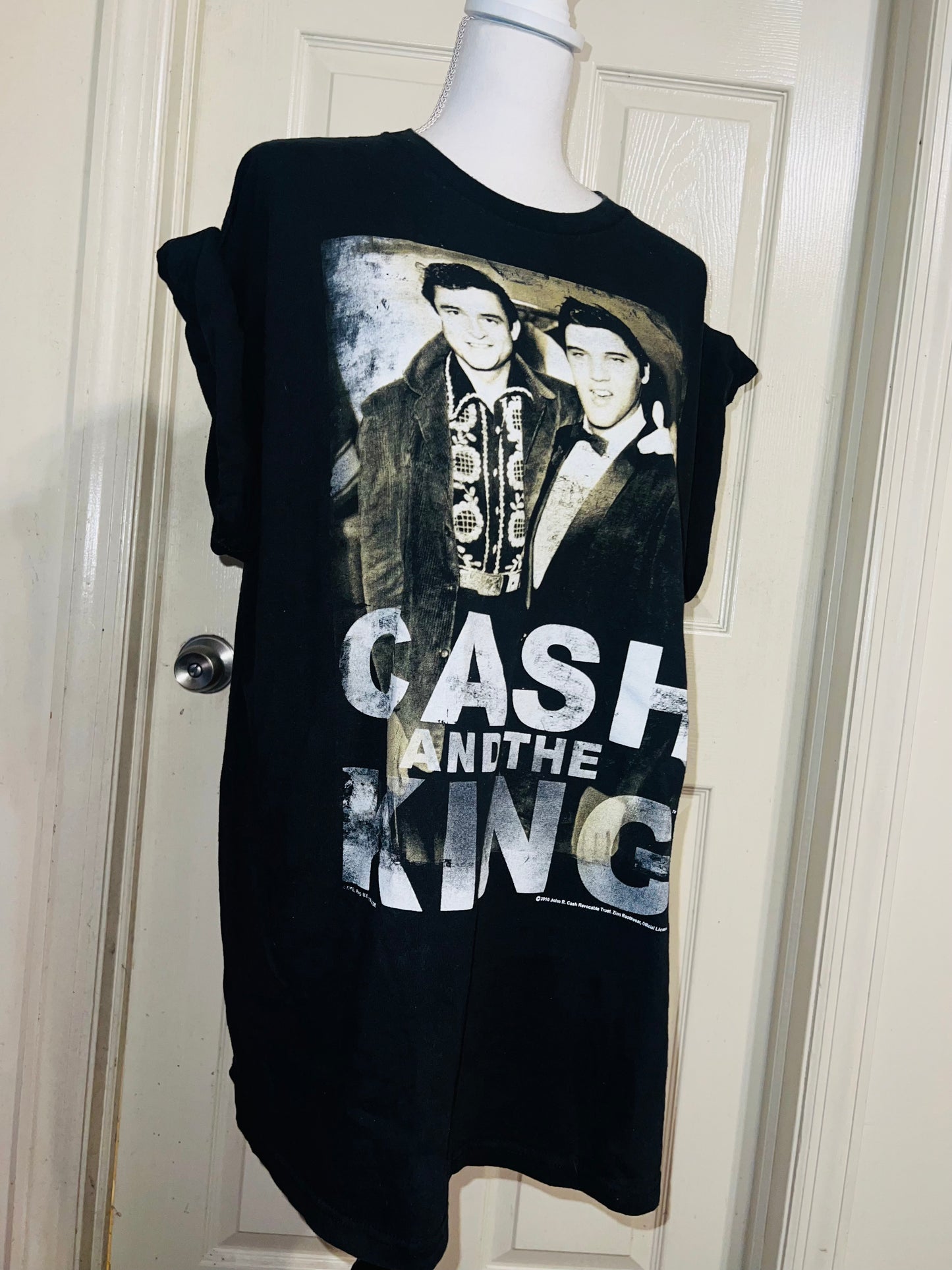 Johnny Cash and Elvis Oversized Distressed Tee