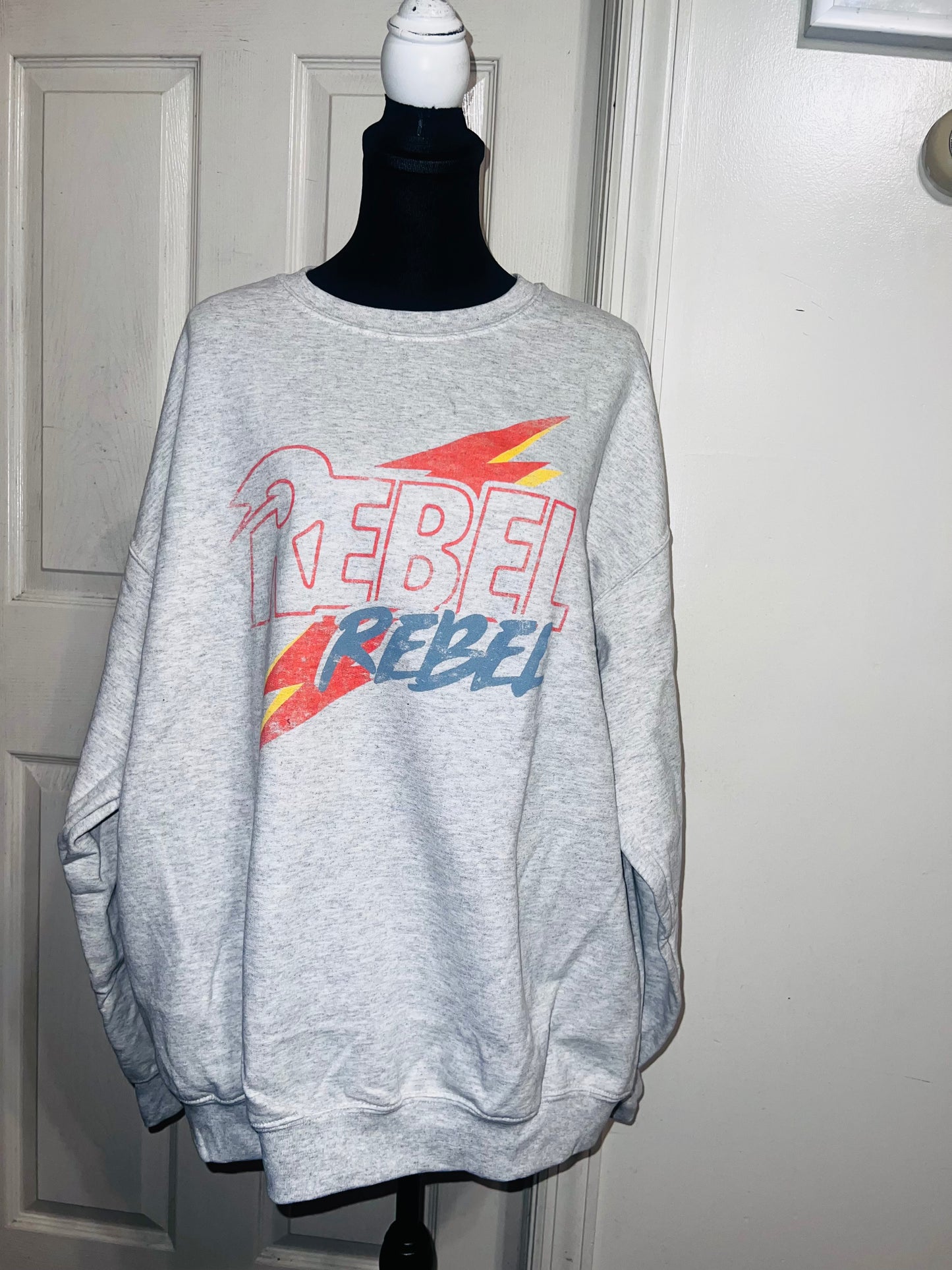 Rebel Rebel Bowie Oversized Distressed Sweatshirt