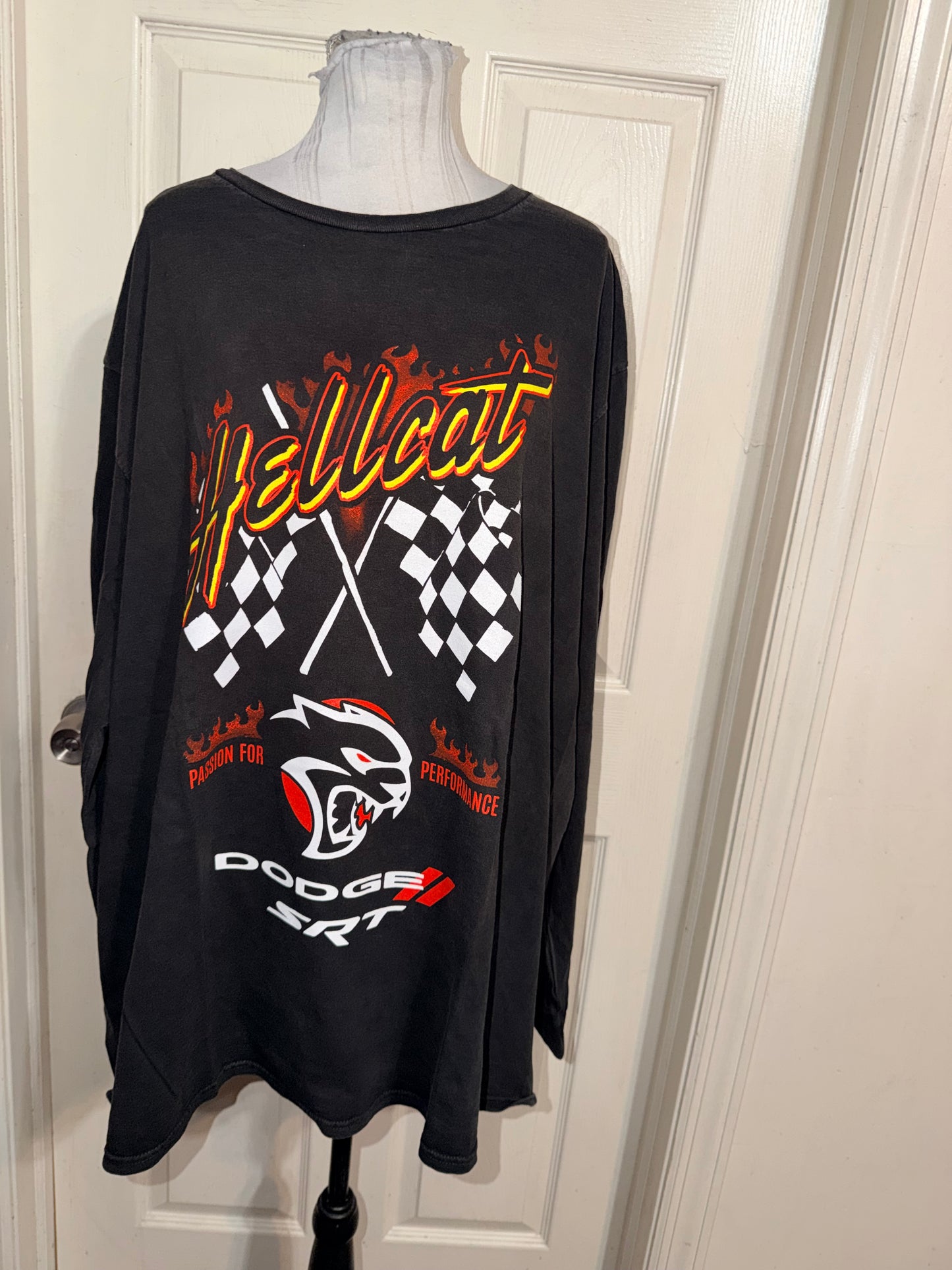 Dodge Hellcat Oversized Distressed Long Sleeve Tee
