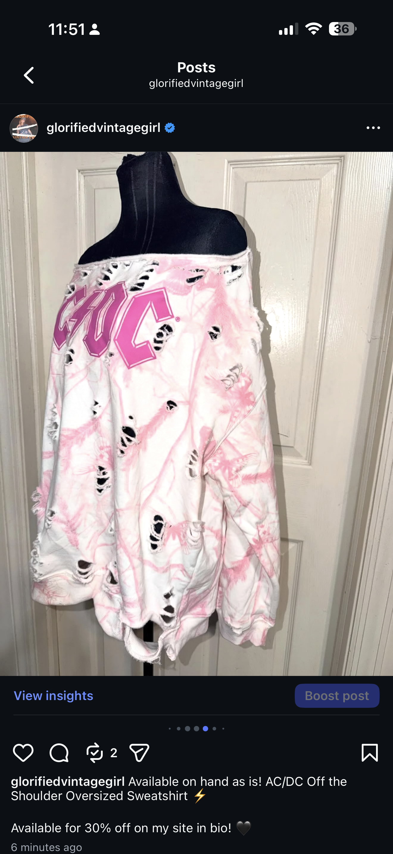 AC/DC OFTS Oversized Distressed Sweatshirt