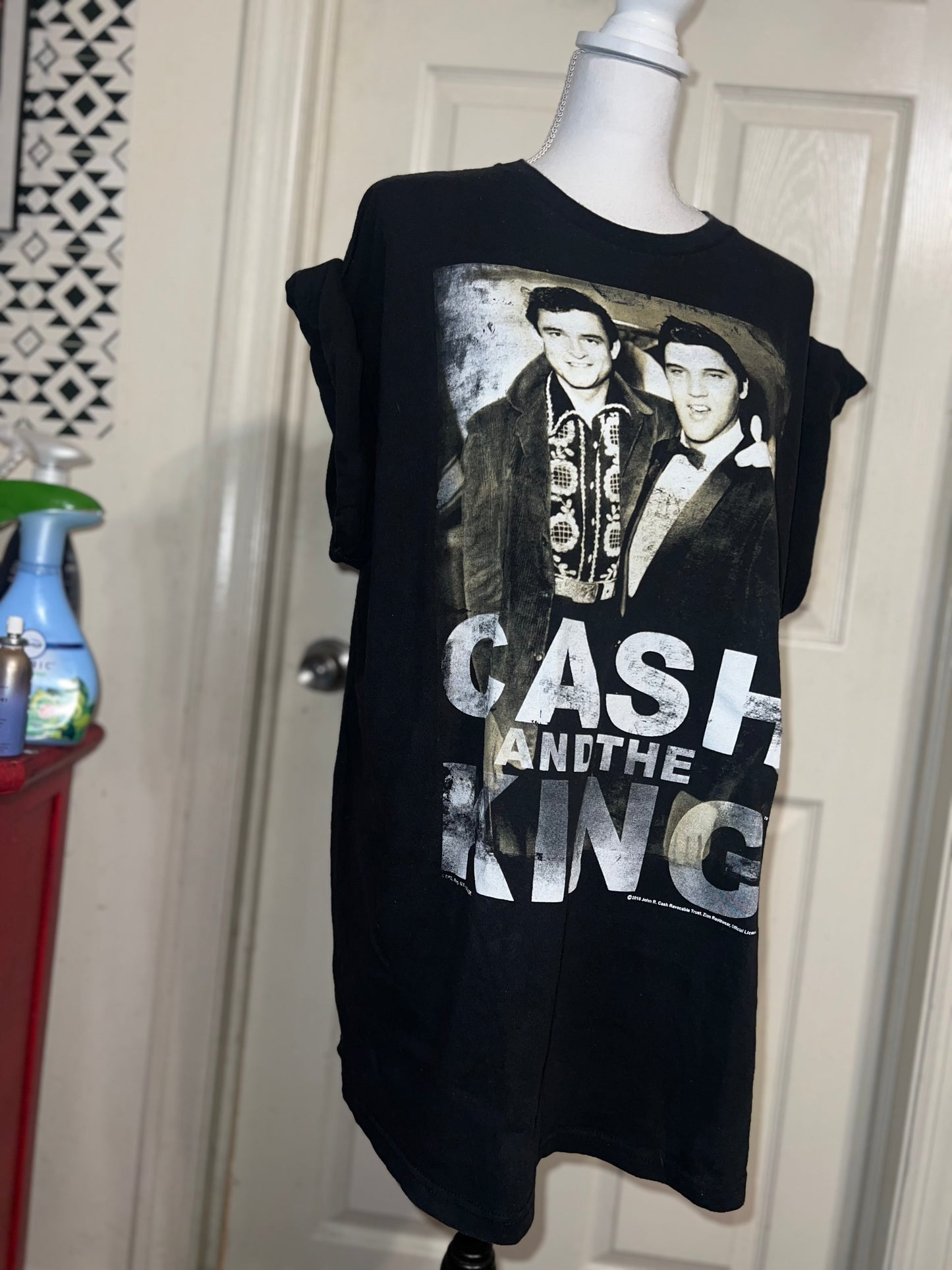 Johnny Cash and Elvis Oversized Distressed Tee