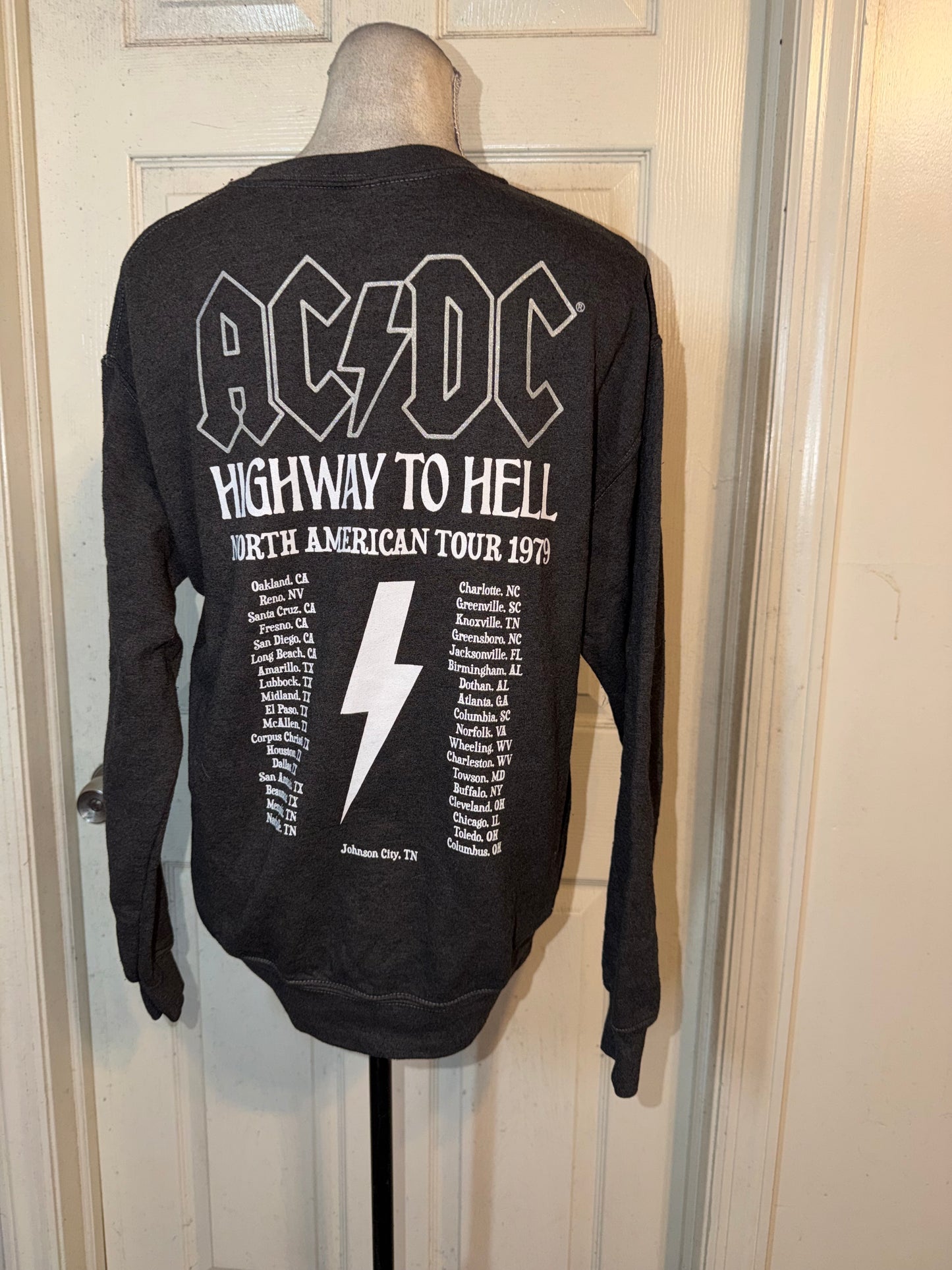 AC/DC Double Sided Oversized Distressed Sweatshirt