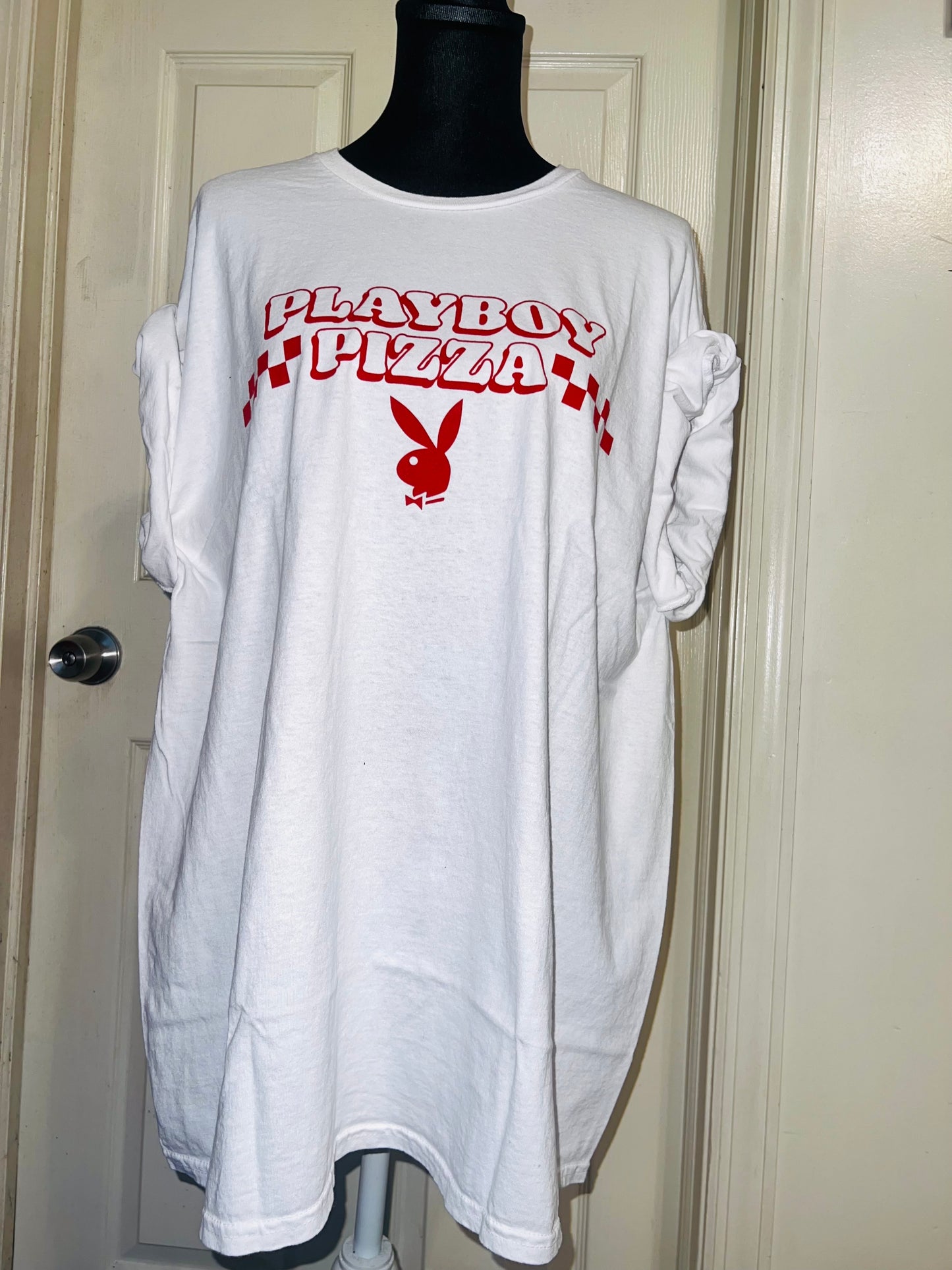 Playboy Pizza Double Sided Distressed Tee