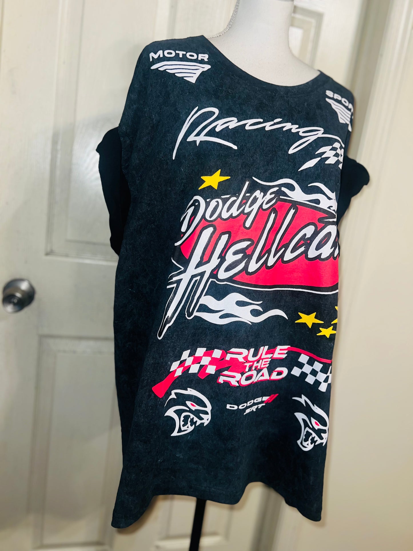 Dodge Hellcat Racing Oversized Distressed Tee  on