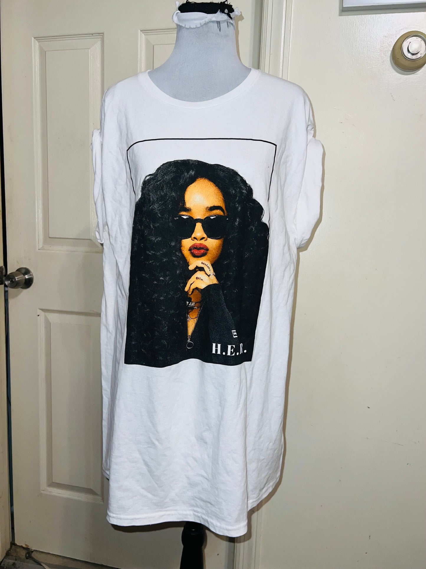 H.E.R. Oversized Distressed Tee