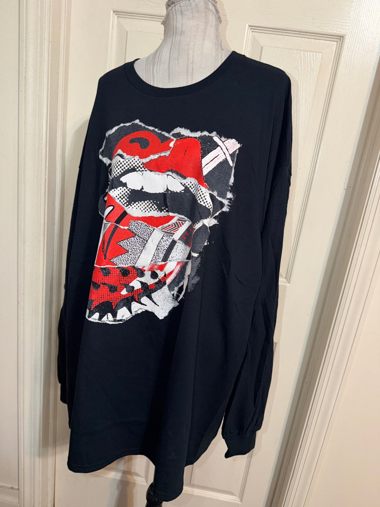 The Rolling Stones Oversized Distressed Long Sleeve Tee