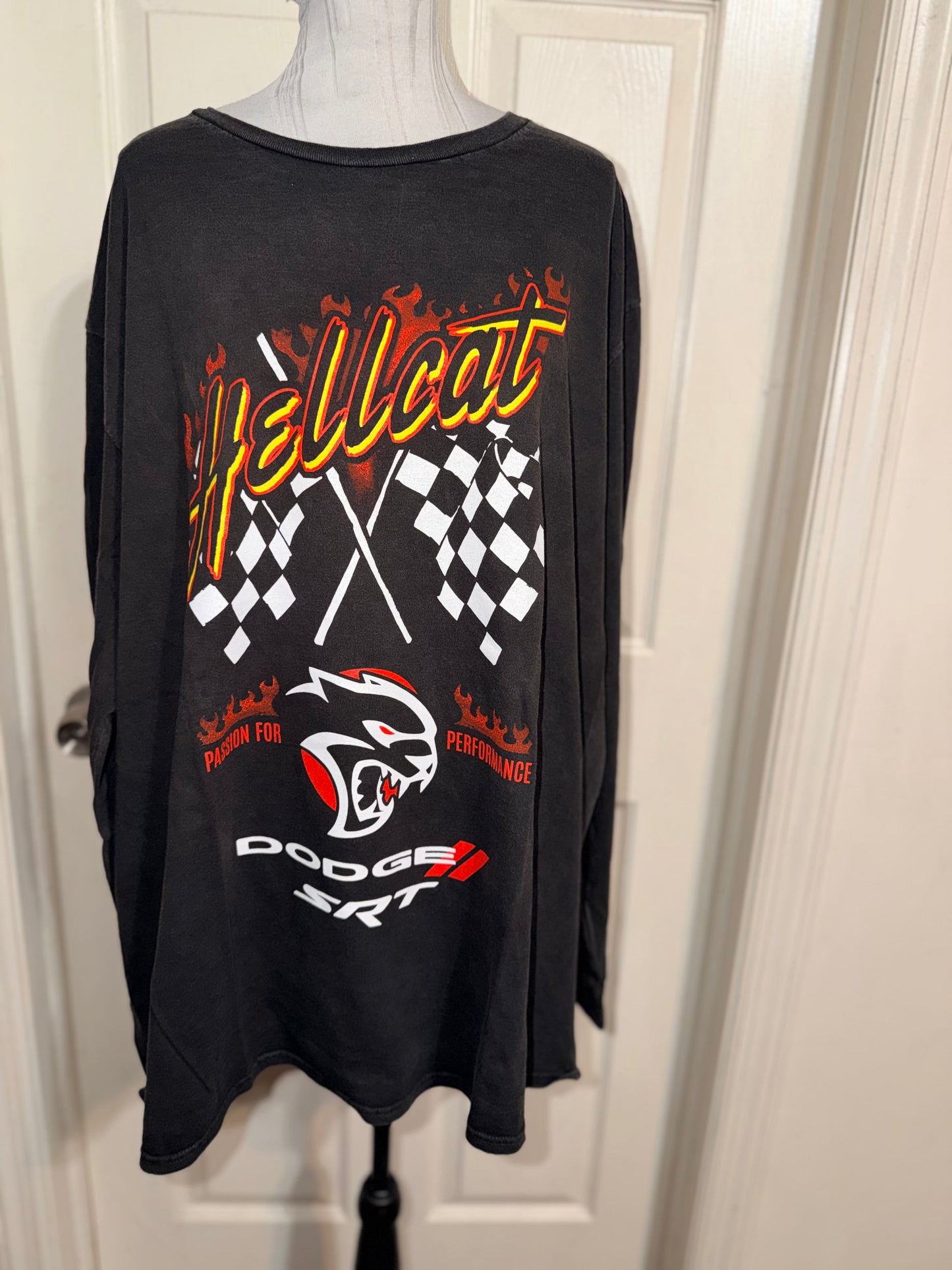 Dodge Hellcat Oversized Distressed Long Sleeve Tee