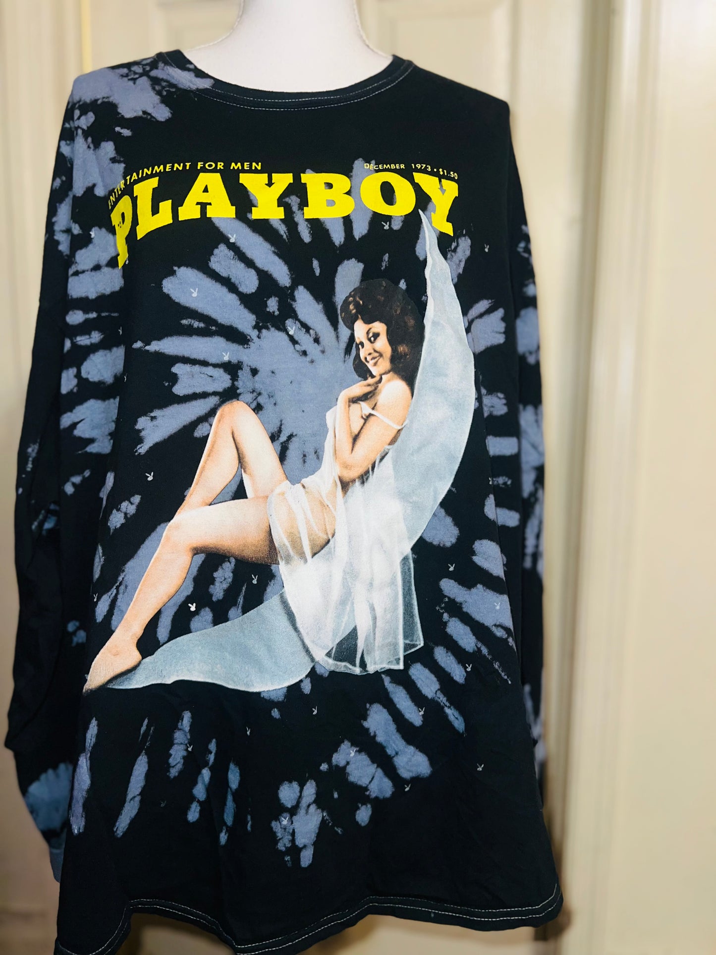 Playboy Oversized Distressed Long Sleeve Tee