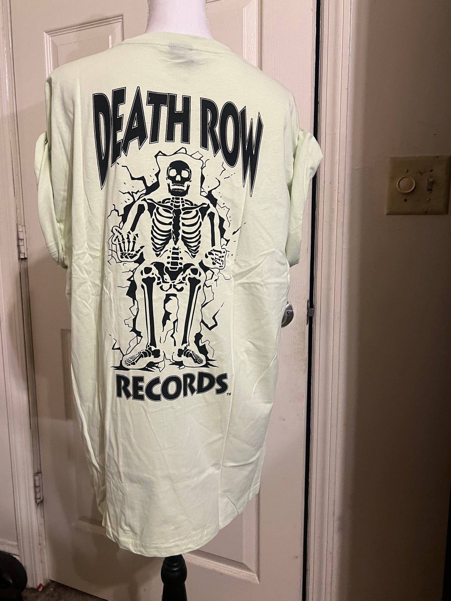 Death Row Records Double Sided Oversized Distressed Tee