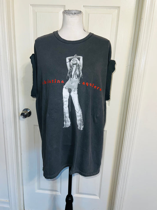 Christina Aguilera Oversized Distressed Tee