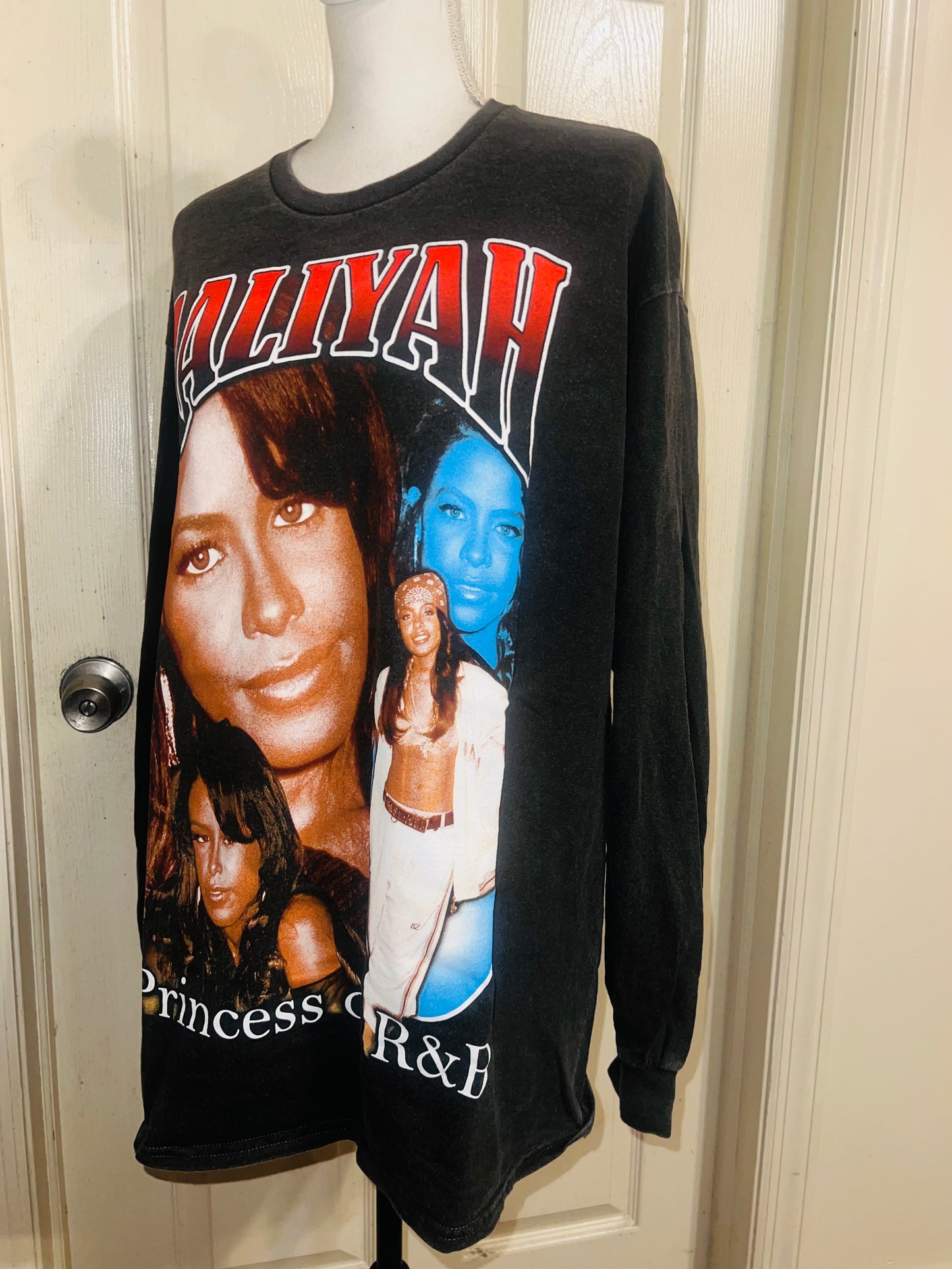 Aaliyah Oversized Distressed Long Sleeve Tee