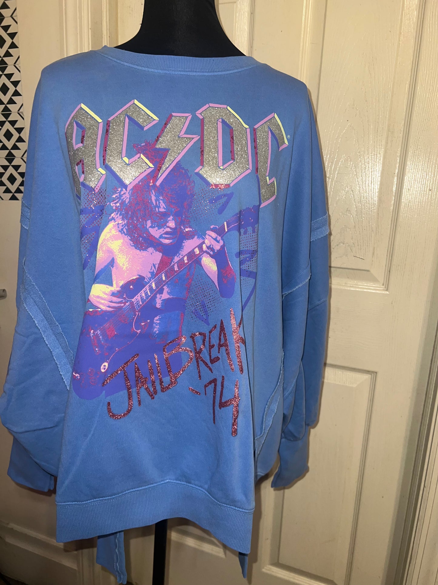 AC/DC Oversized Distressed Sweatshirt