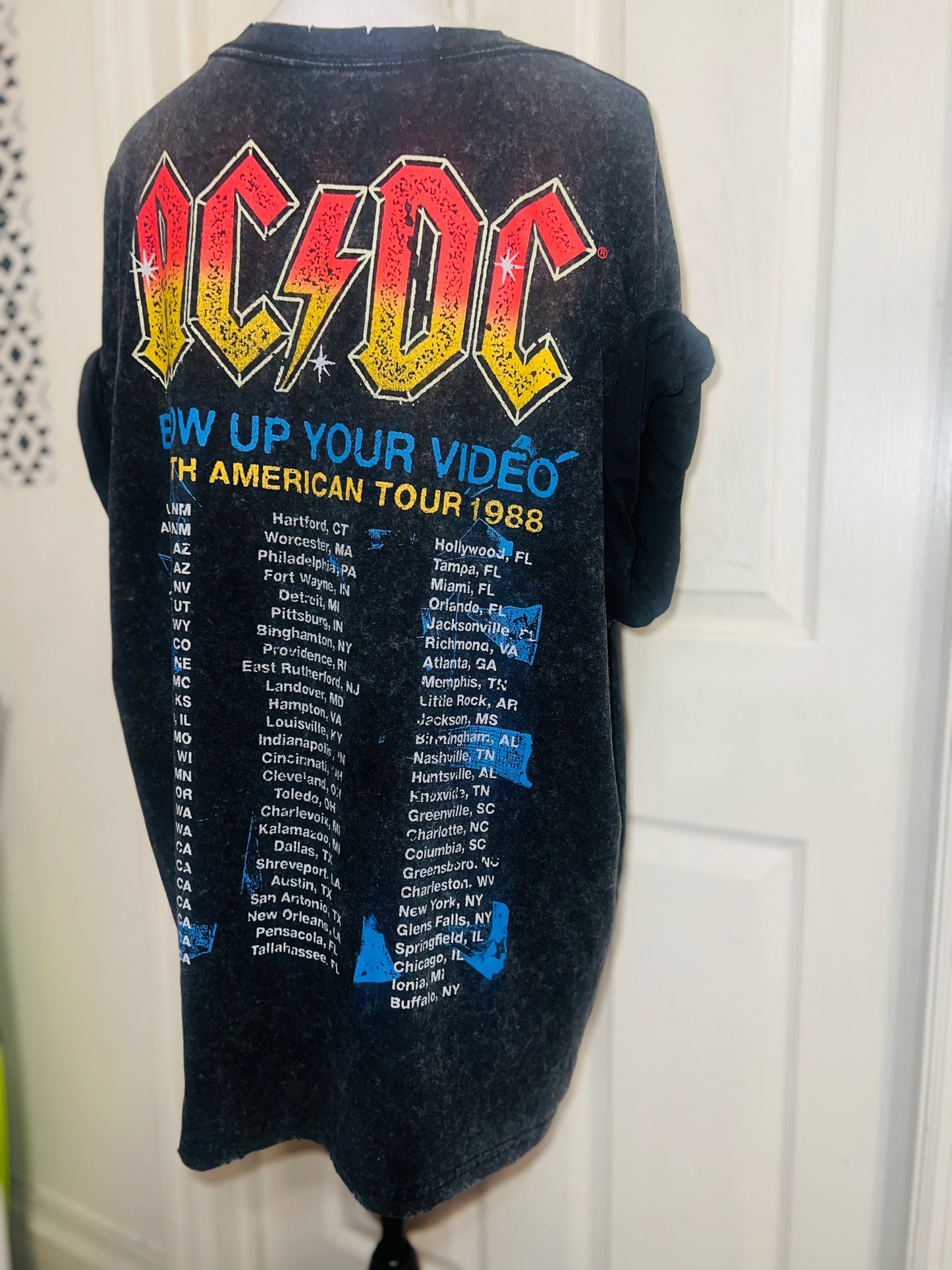 AC/DC Double Sided Oversized Distressed Tee