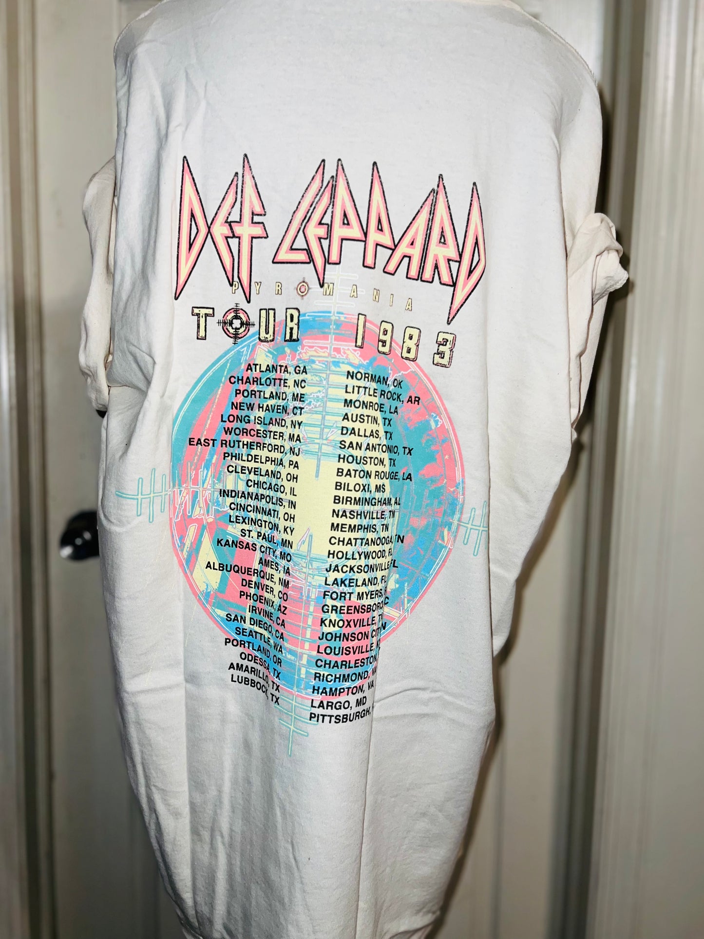 Def Leppard Double Sided Oversized Distressed Tee