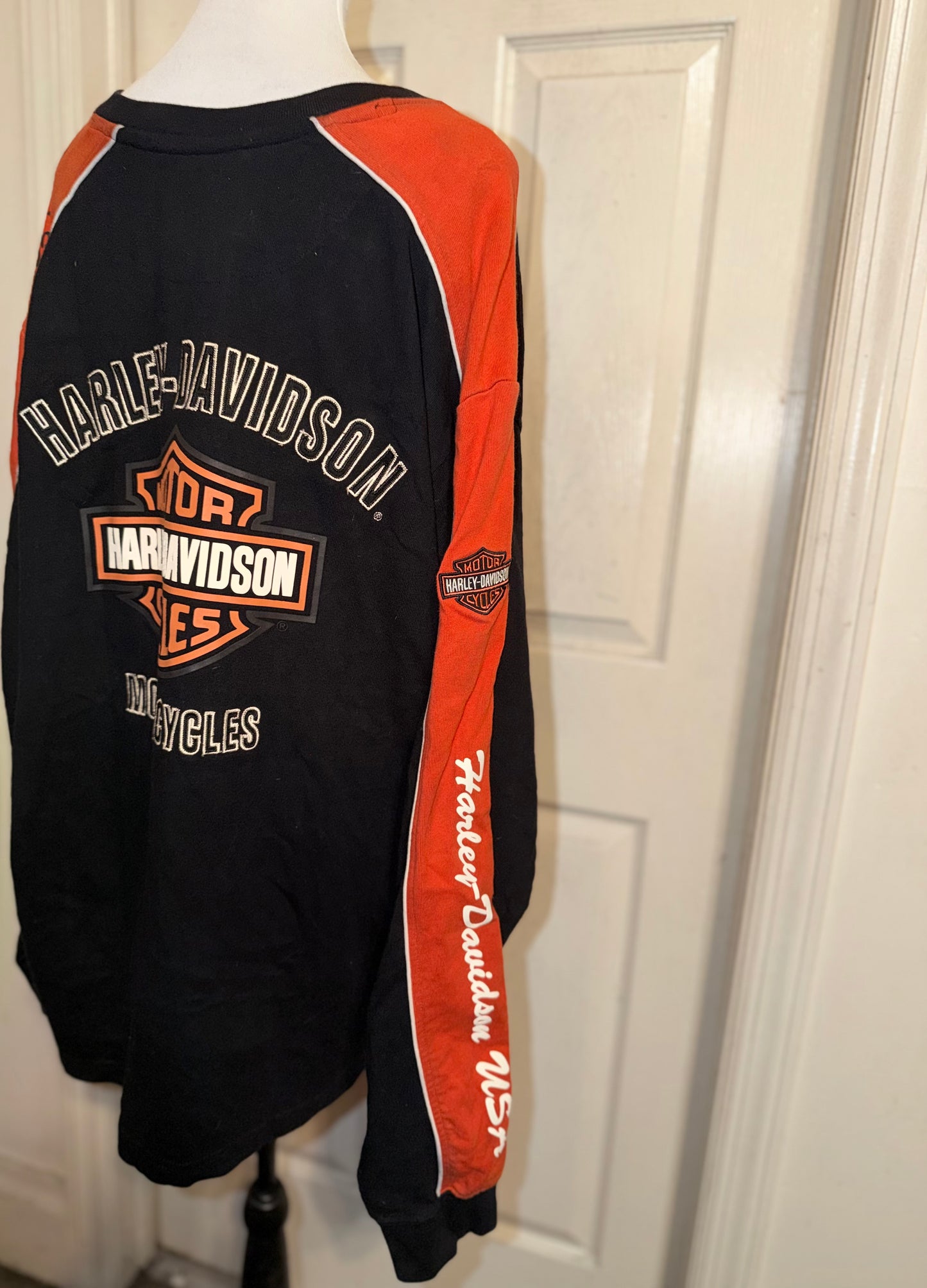 Harley Davidson Double Sided Oversized Distressed Vintage Jersey Sweatshirt