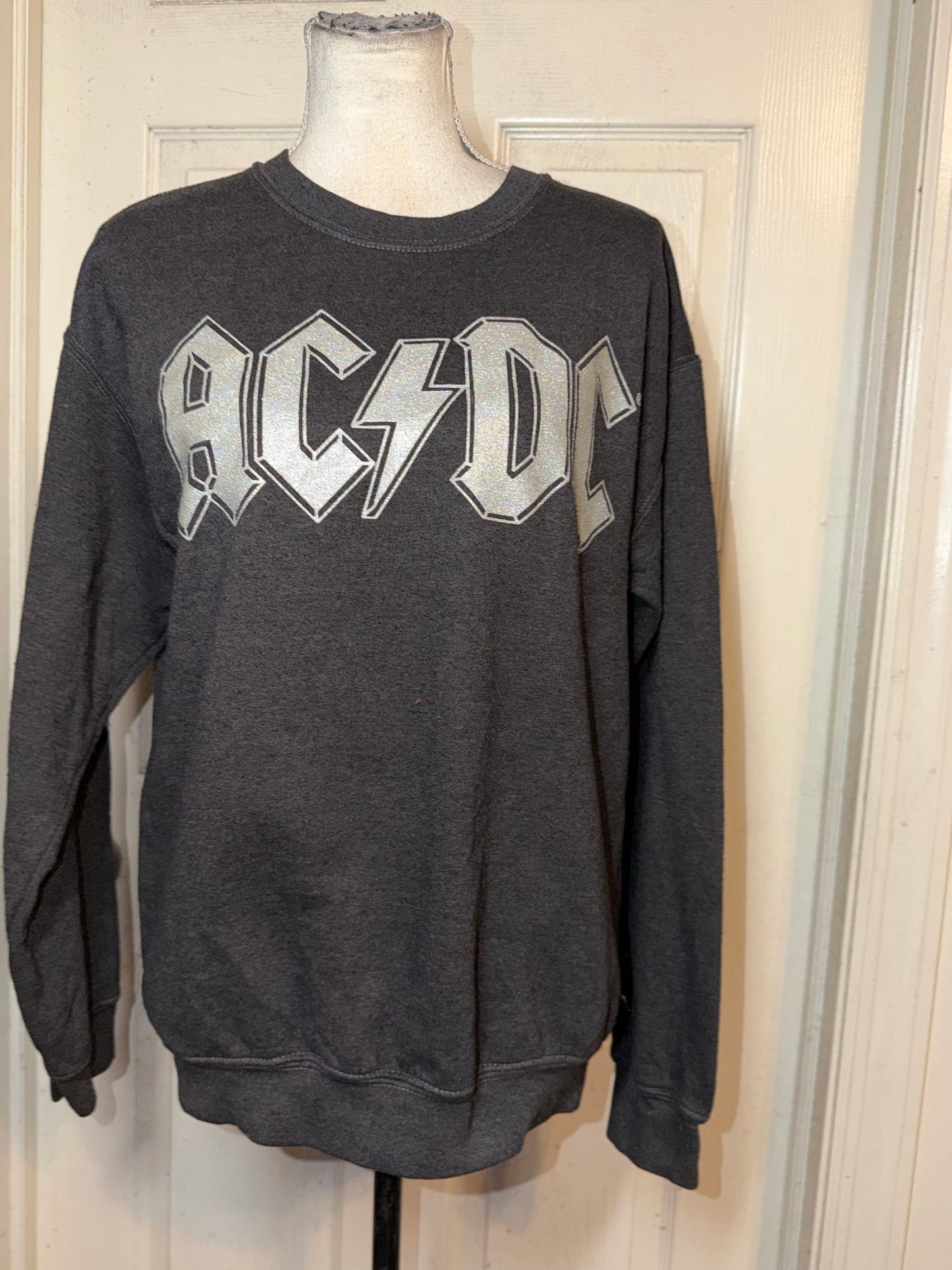 AC/DC Double Sided Oversized Distressed Sweatshirt