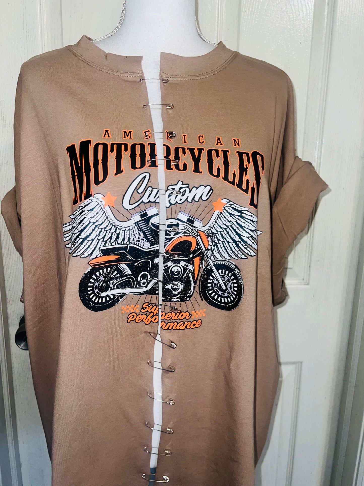 Motorcycle Split Distressed Oversized Tee