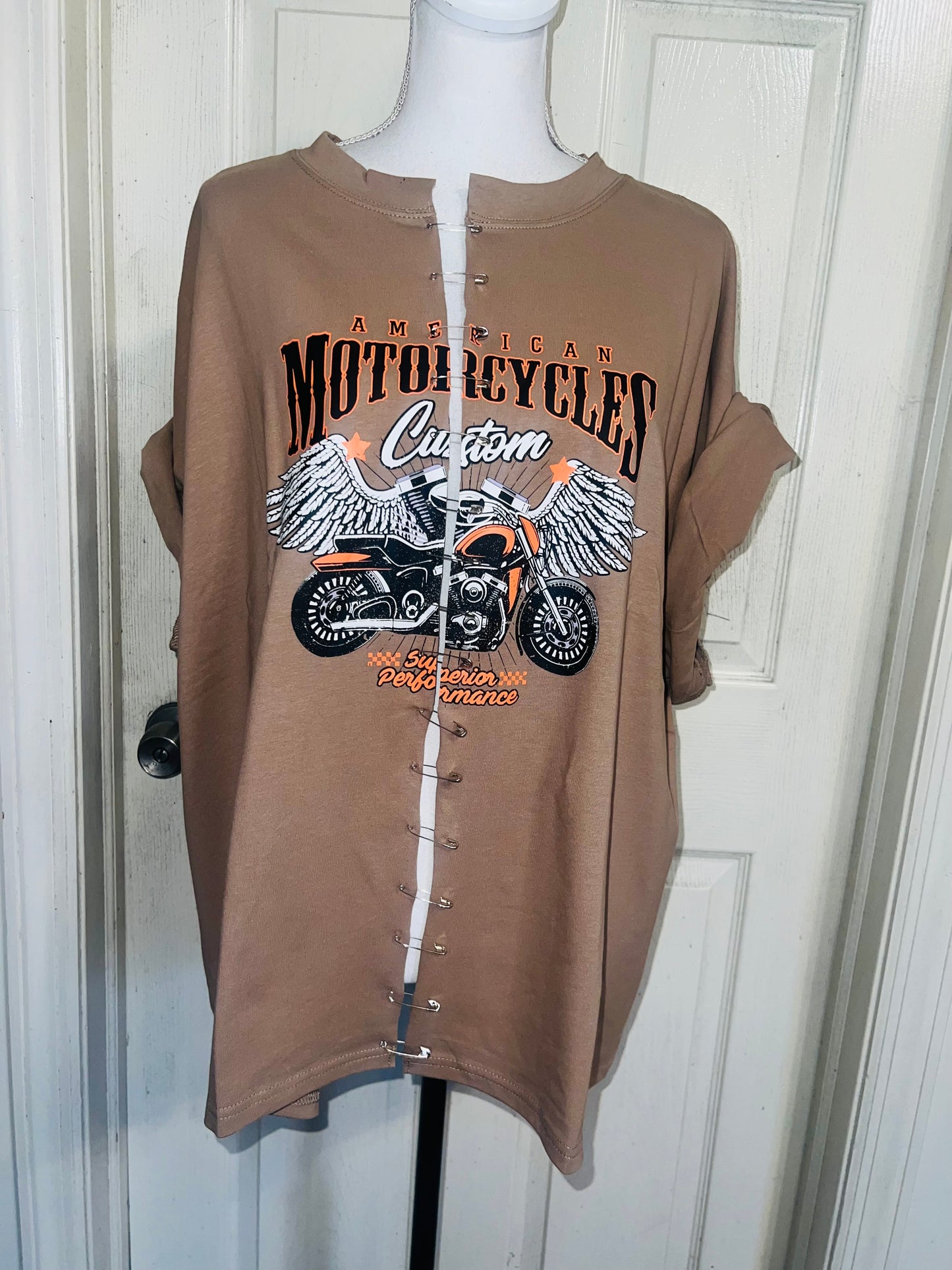 Motorcycle Split Distressed Oversized Tee