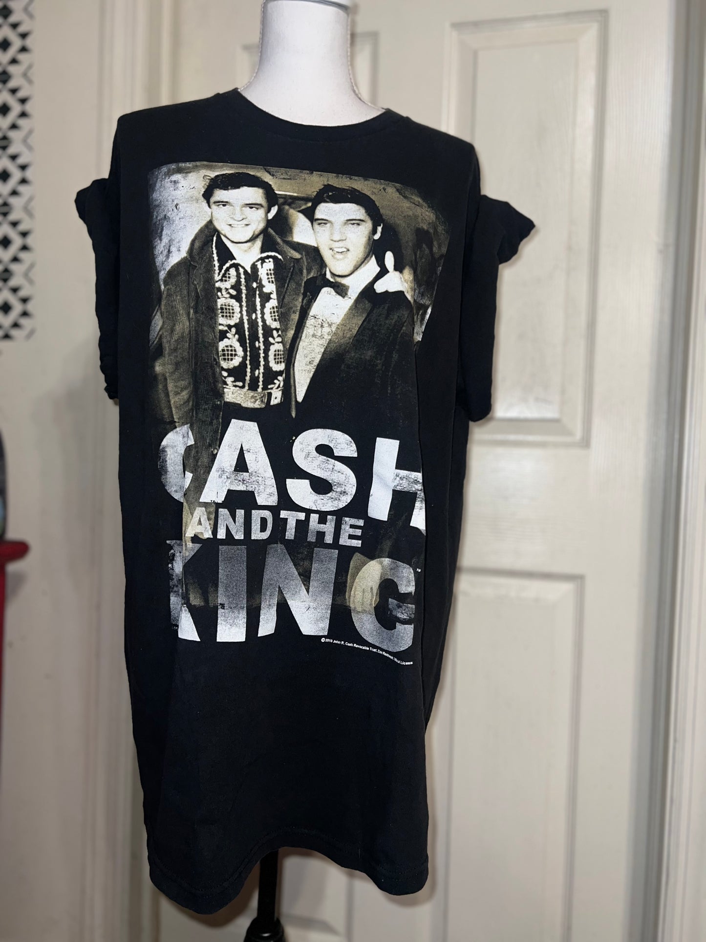 Johnny Cash and Elvis Oversized Distressed Tee