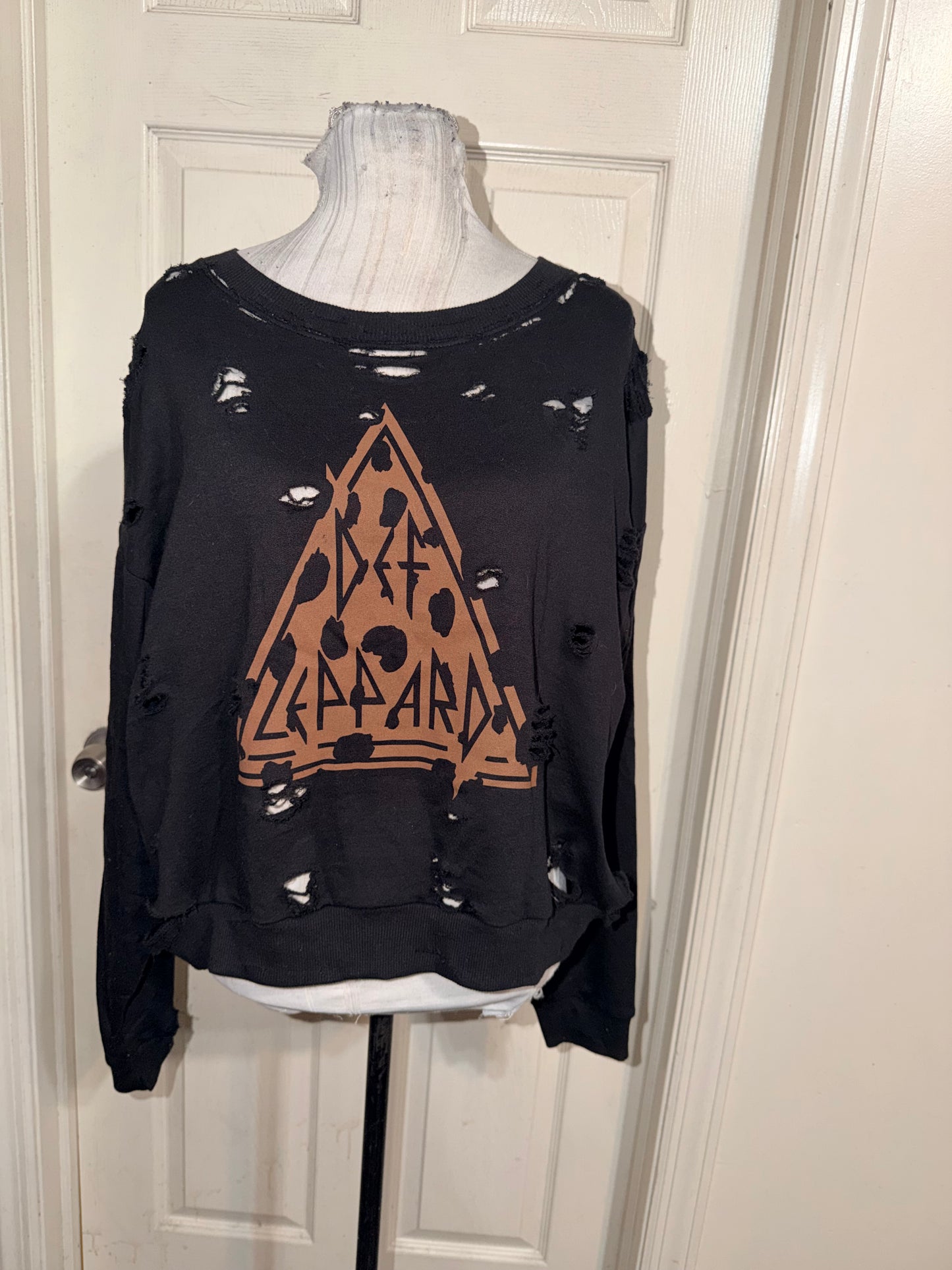 Def Leppard Oversized Distressed Sweatshirt
