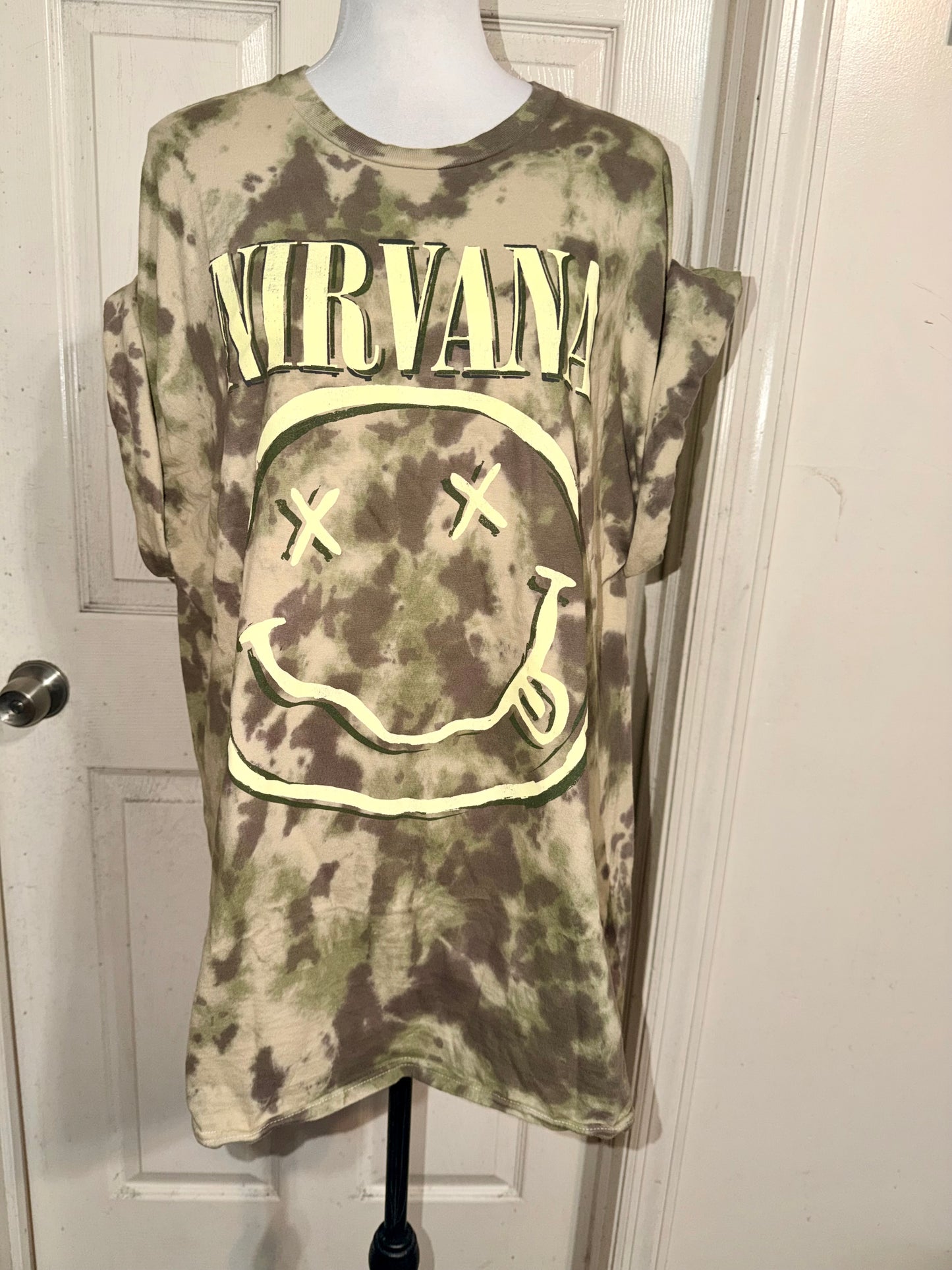 Nirvana Camouflage Oversized Distressed Tee