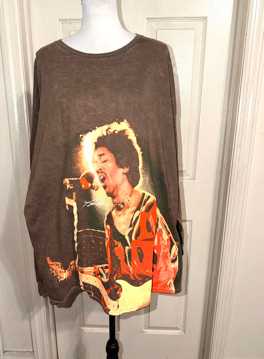 Jimi Hendrix Oversized Distressed Long Sleeve Tee