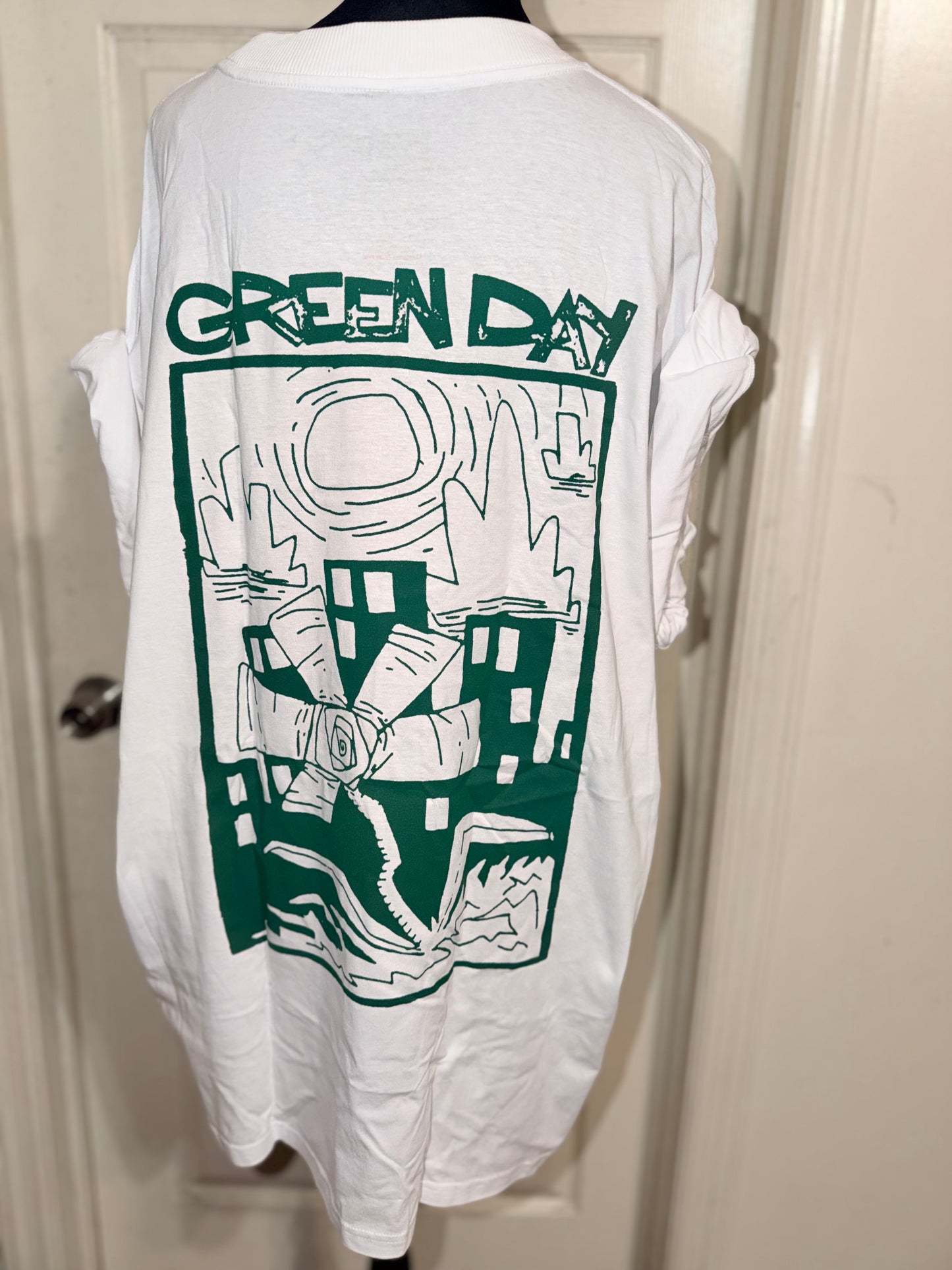 Green Day Double Sided Oversized Distressed Tee
