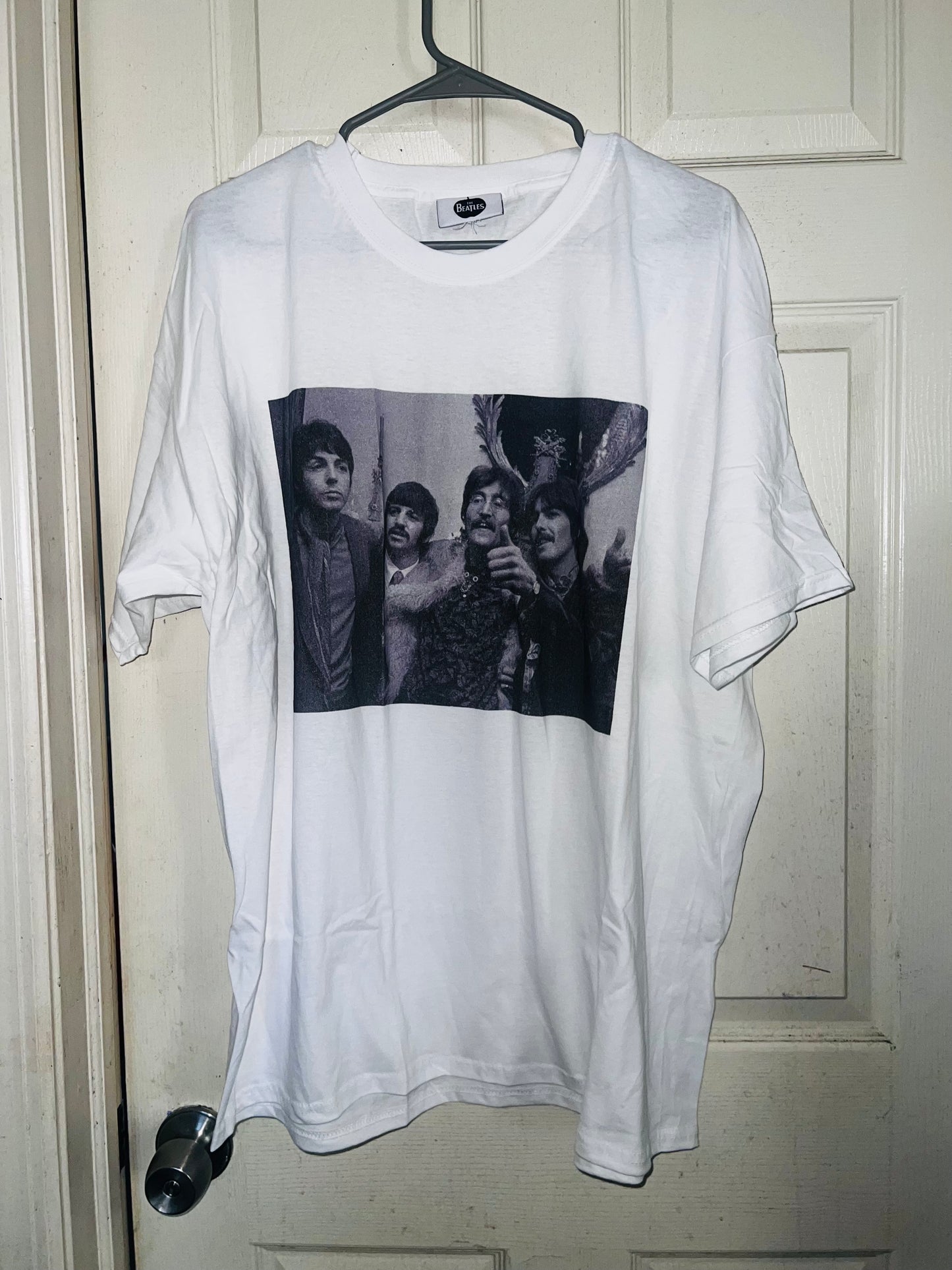 The Beatles Black & White Photograph Oversized Distressed Tee