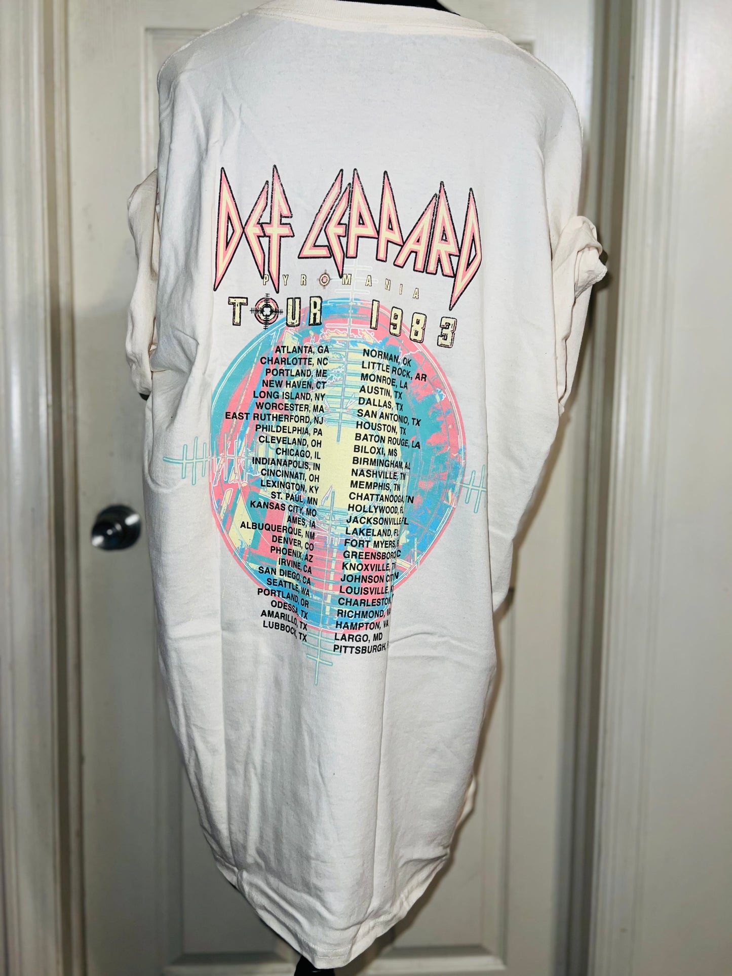 Def Leppard Double Sided Oversized Distressed Tee