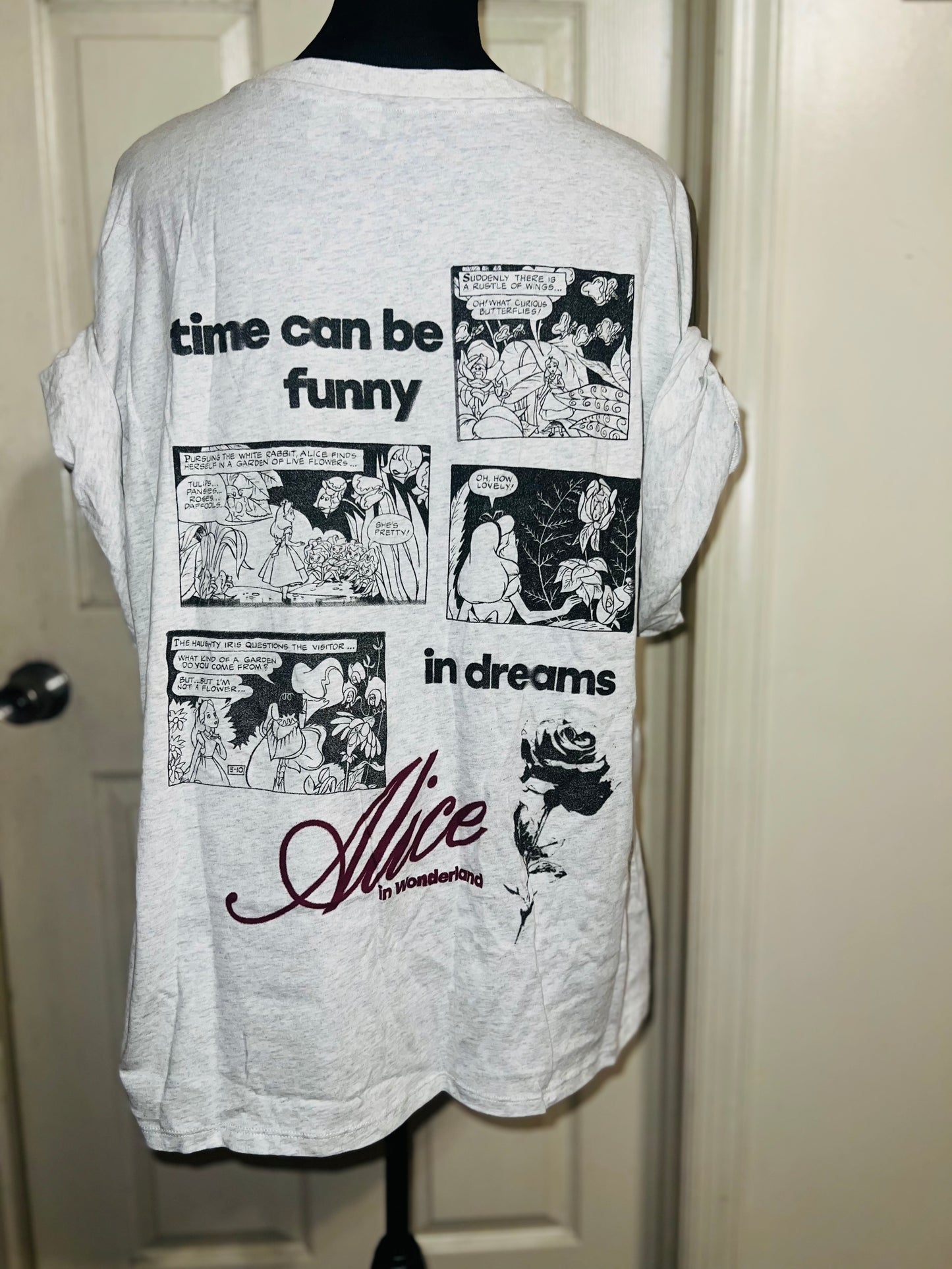 Alice in Wonderland Double Sided Oversized Distressed Tee