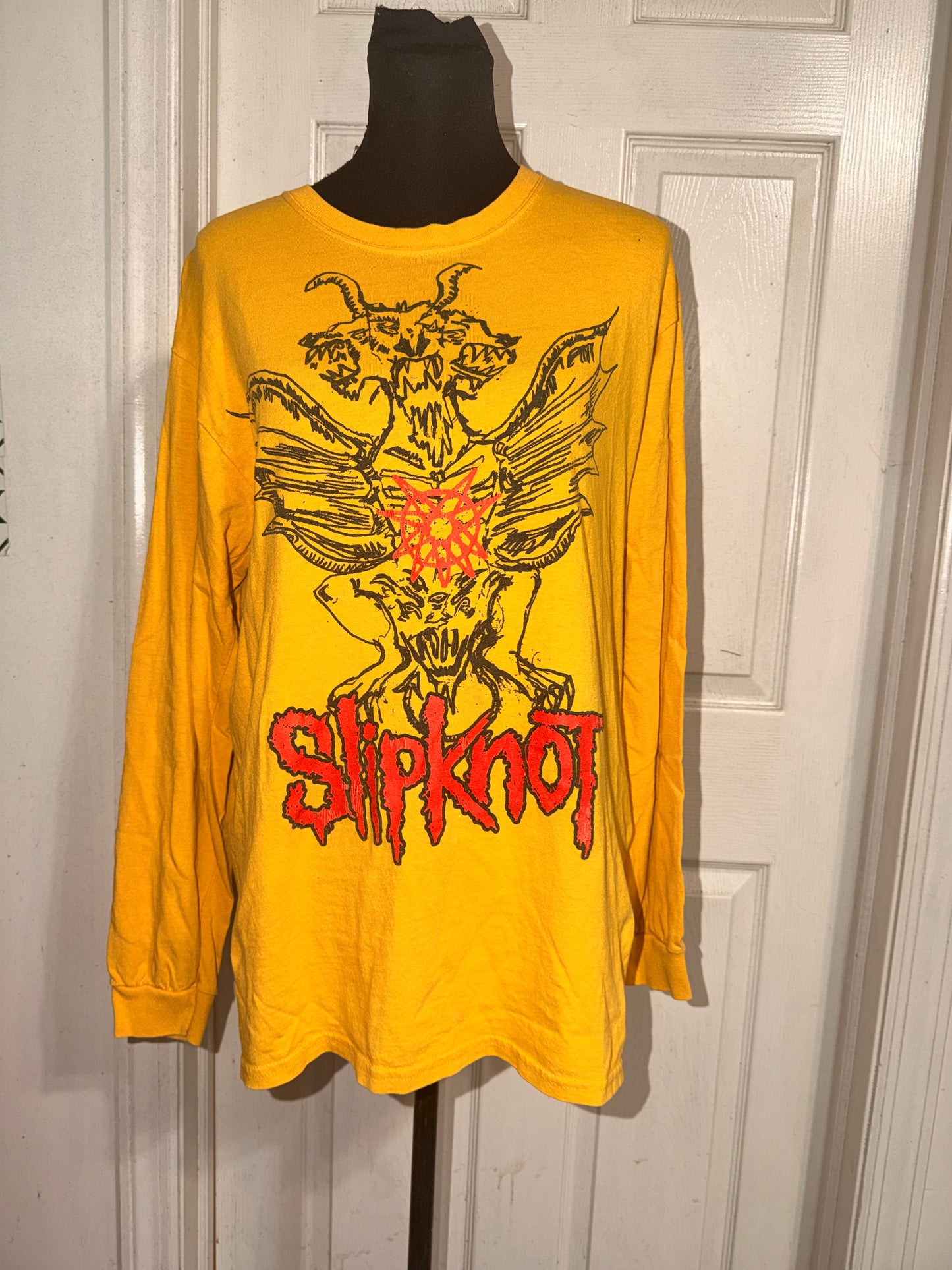 Slipknot Double Sided Vintage Oversized Distressed Long Sleeve Tee