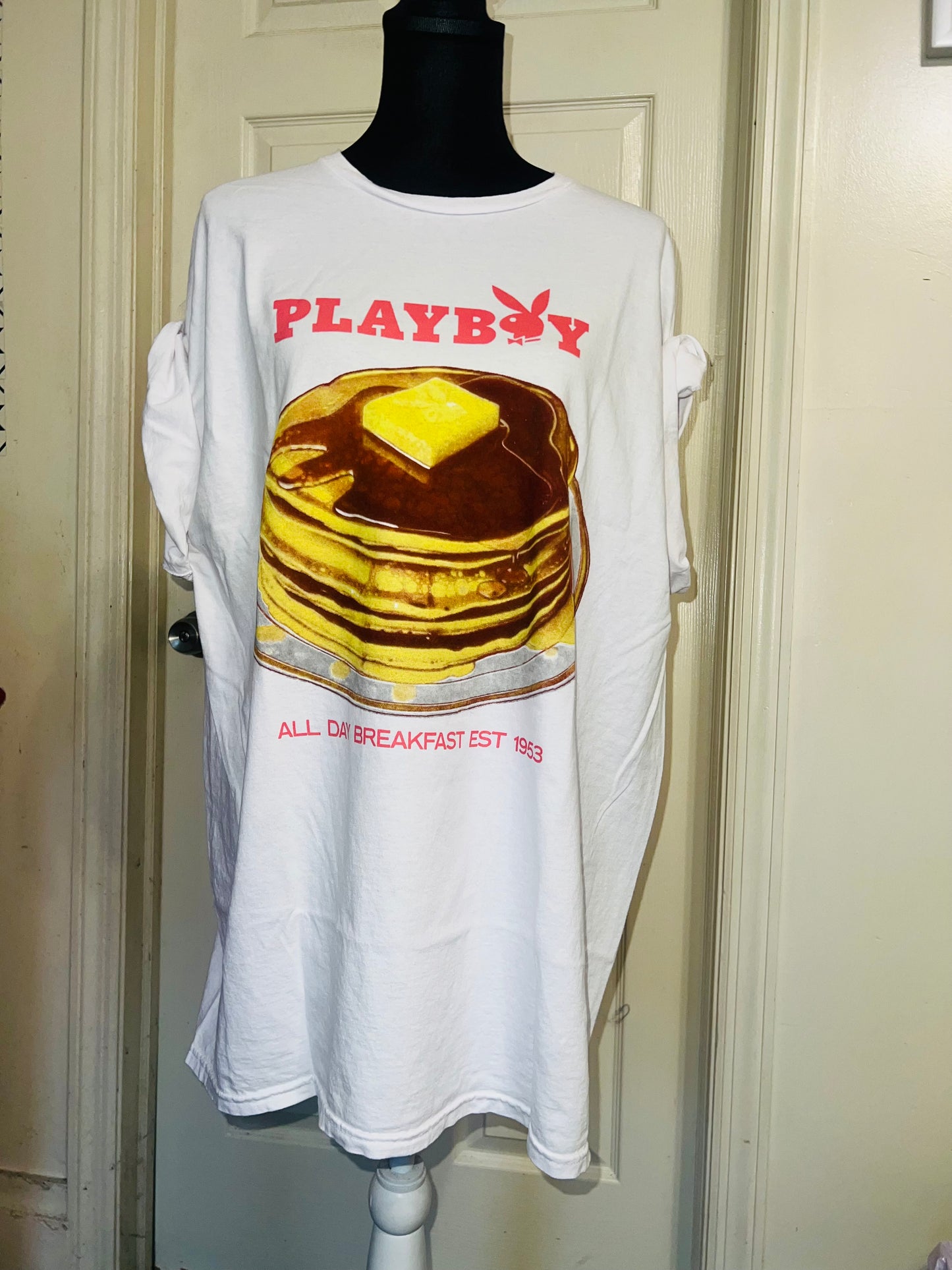 Playboy Pancake Double Sided Distressed Tee
