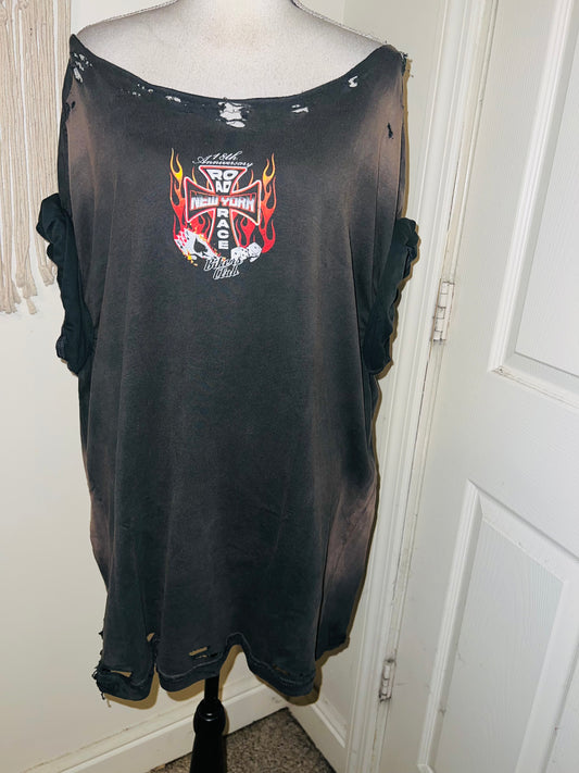 Bikers Club Road Race 18th Anniversary Oversized Distressed Tee