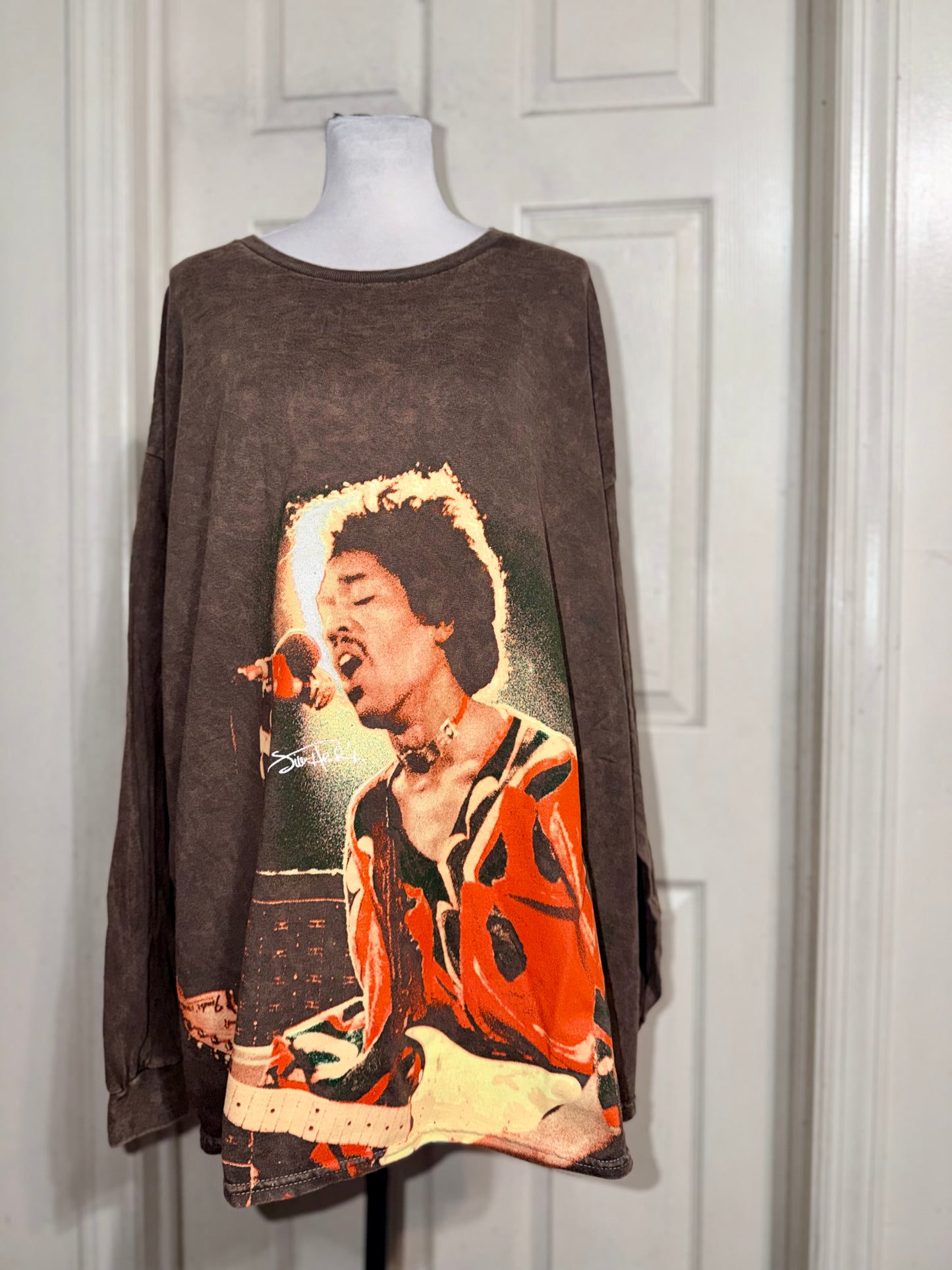 Jimi Hendrix Oversized Distressed Long Sleeve Tee
