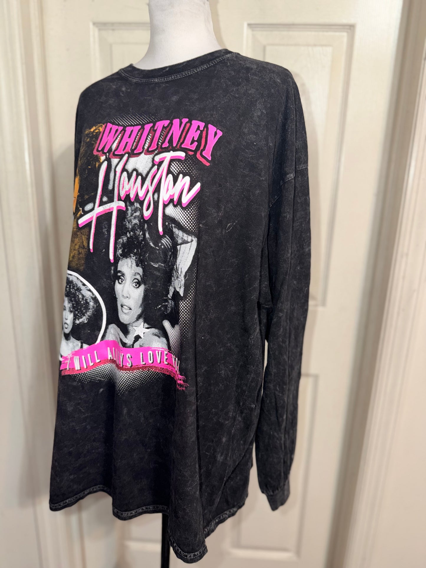 Whitney Houston Oversized Distressed Long Sleeve Tee