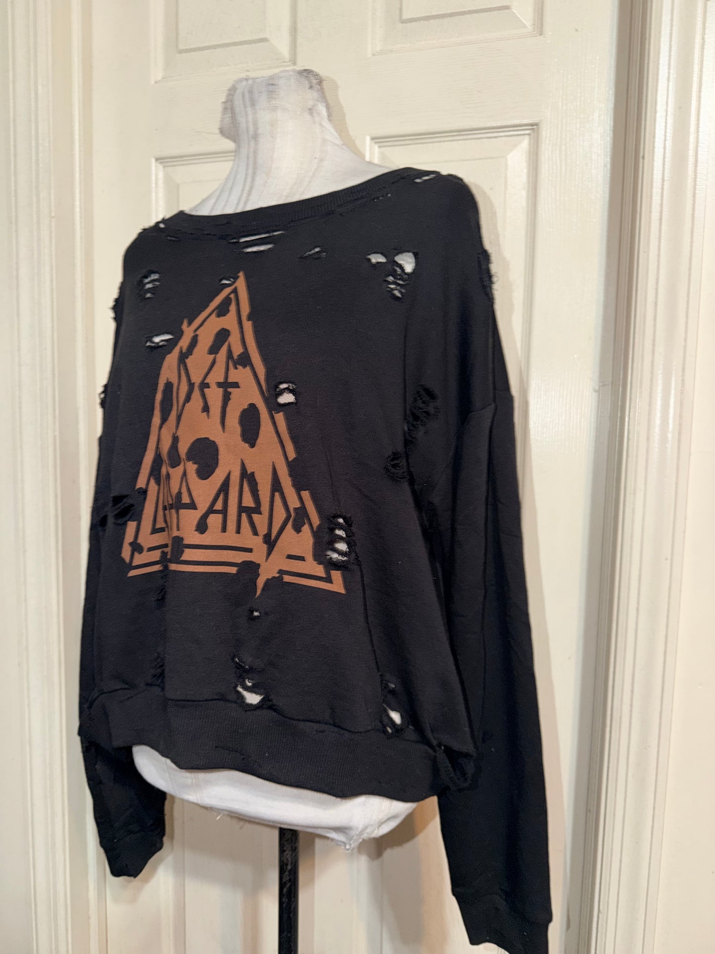 Def Leppard Oversized Distressed Sweatshirt