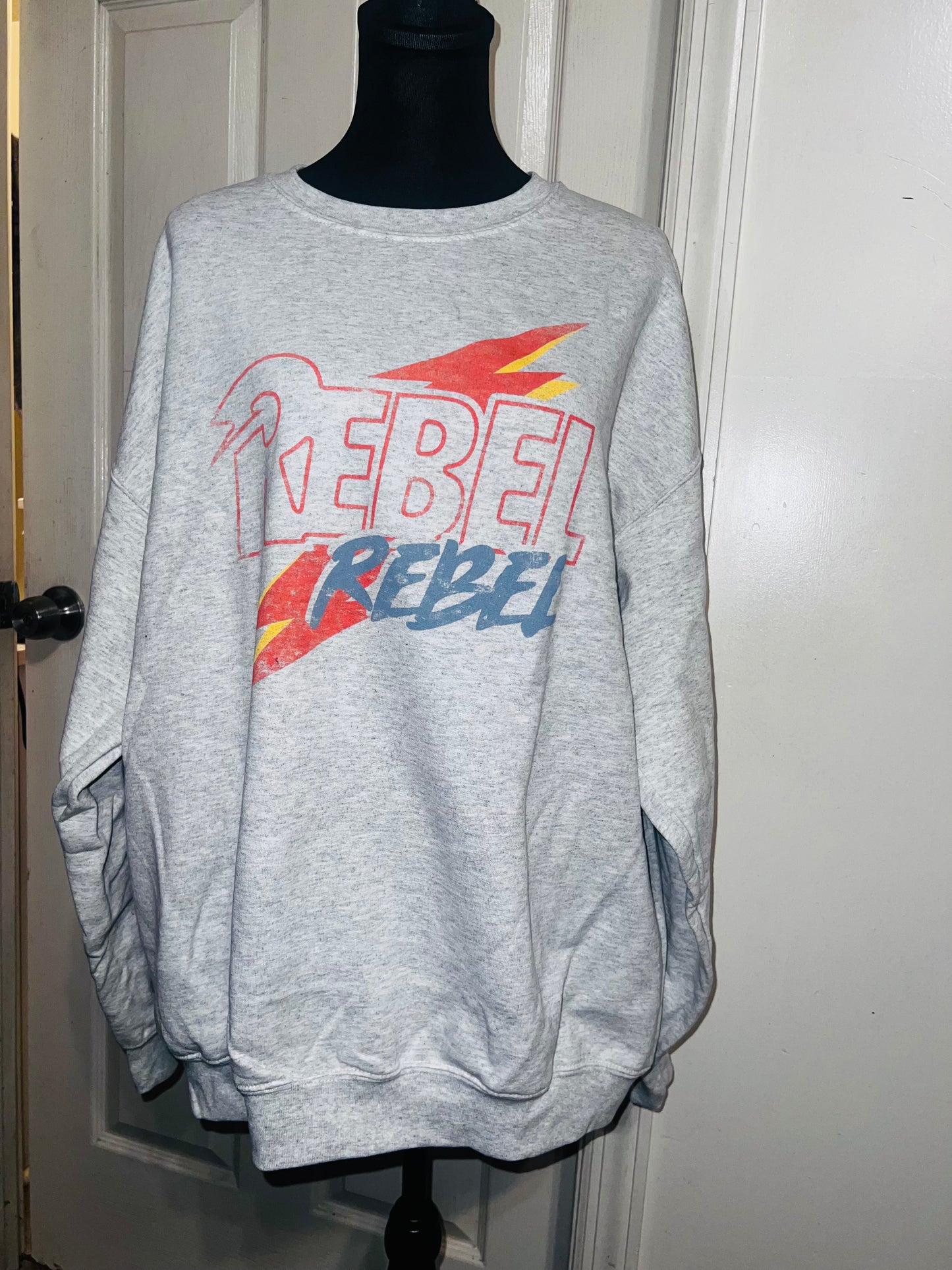 Rebel Rebel Bowie Oversized Distressed Sweatshirt