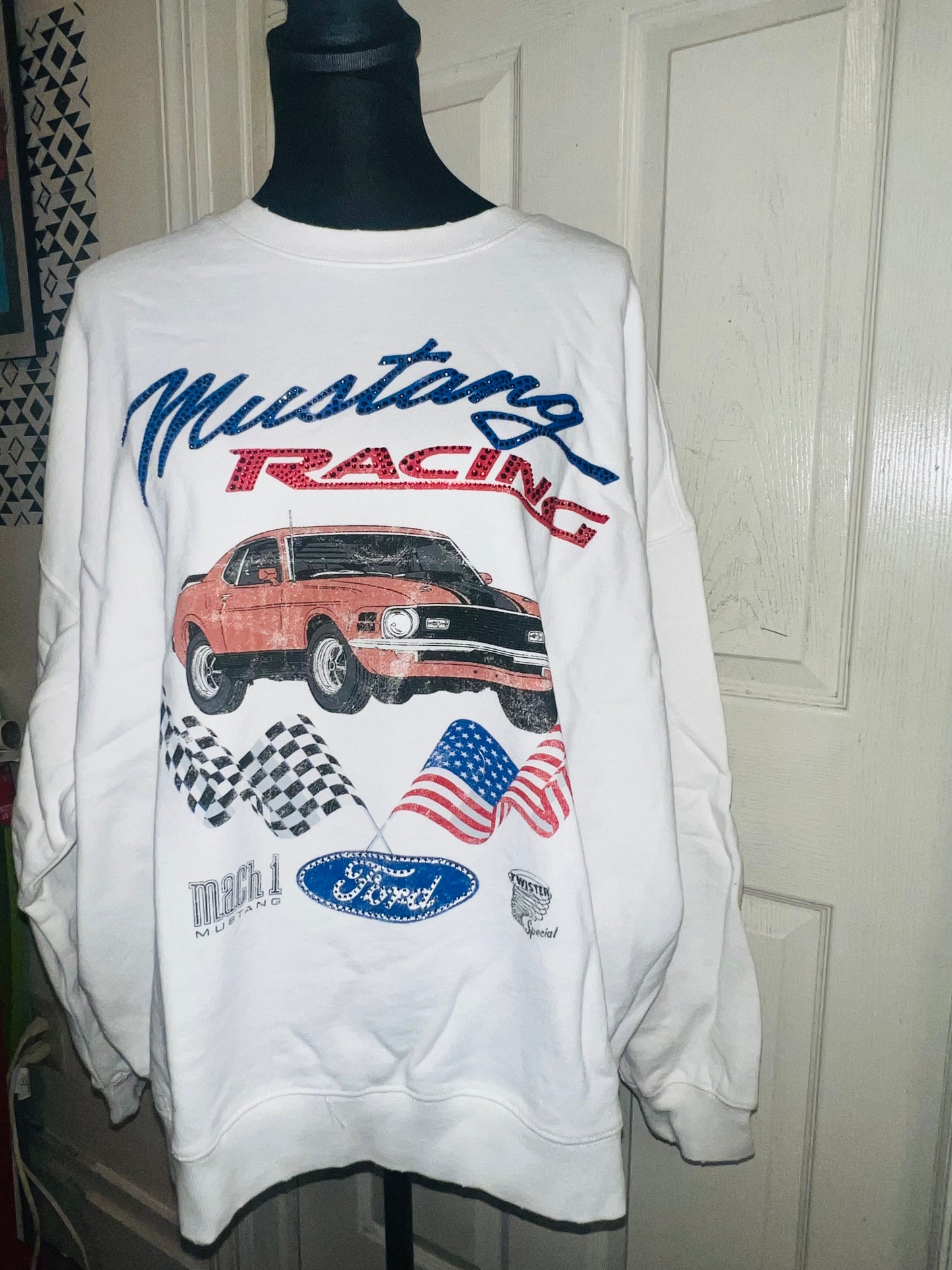 Ford Mustang Oversized Distressed Sweatshirt