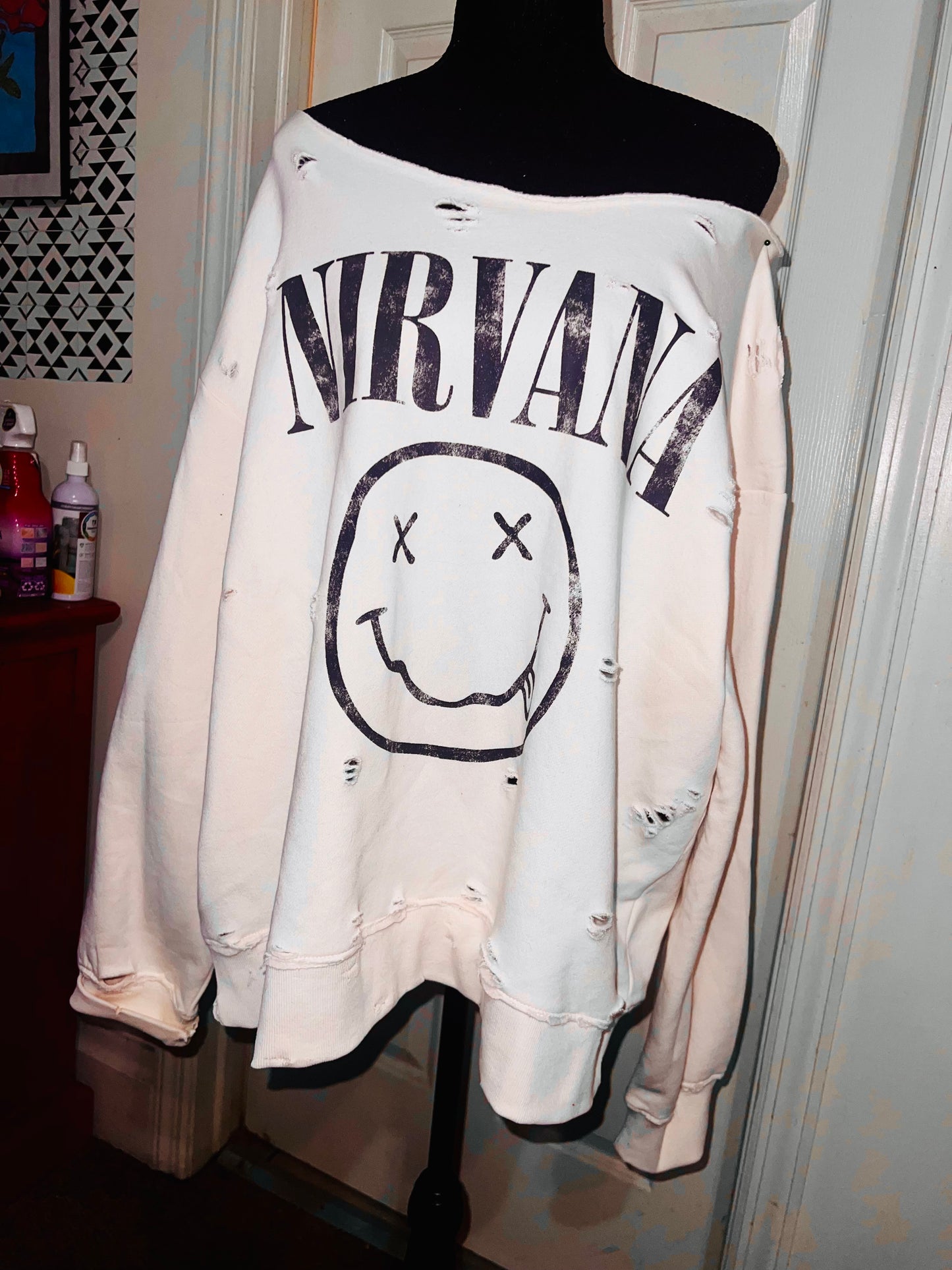 Nirvana Oversized Cream Sweatshirt