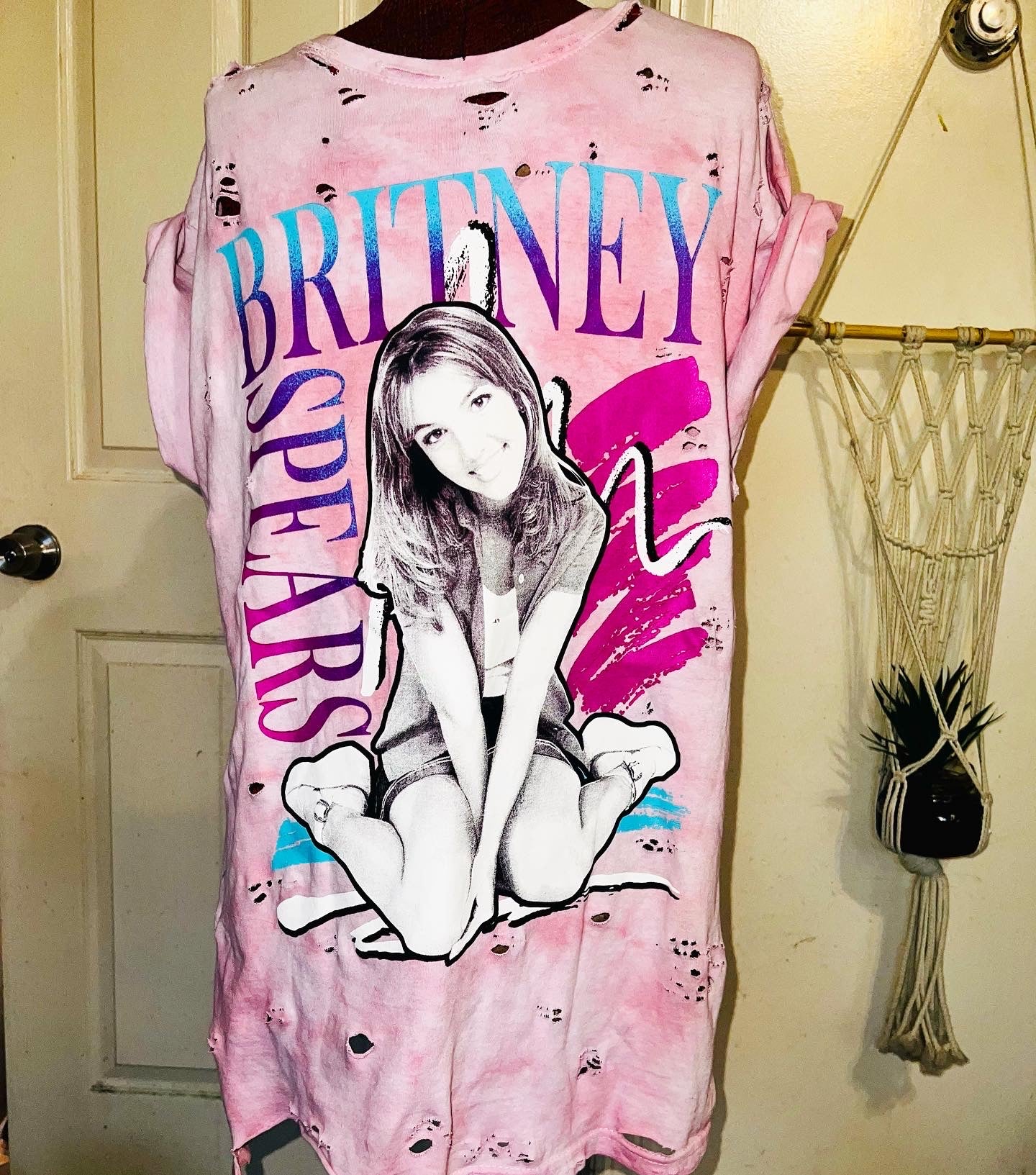 Britney Spears Tie Dye Oversized Distressed Tee