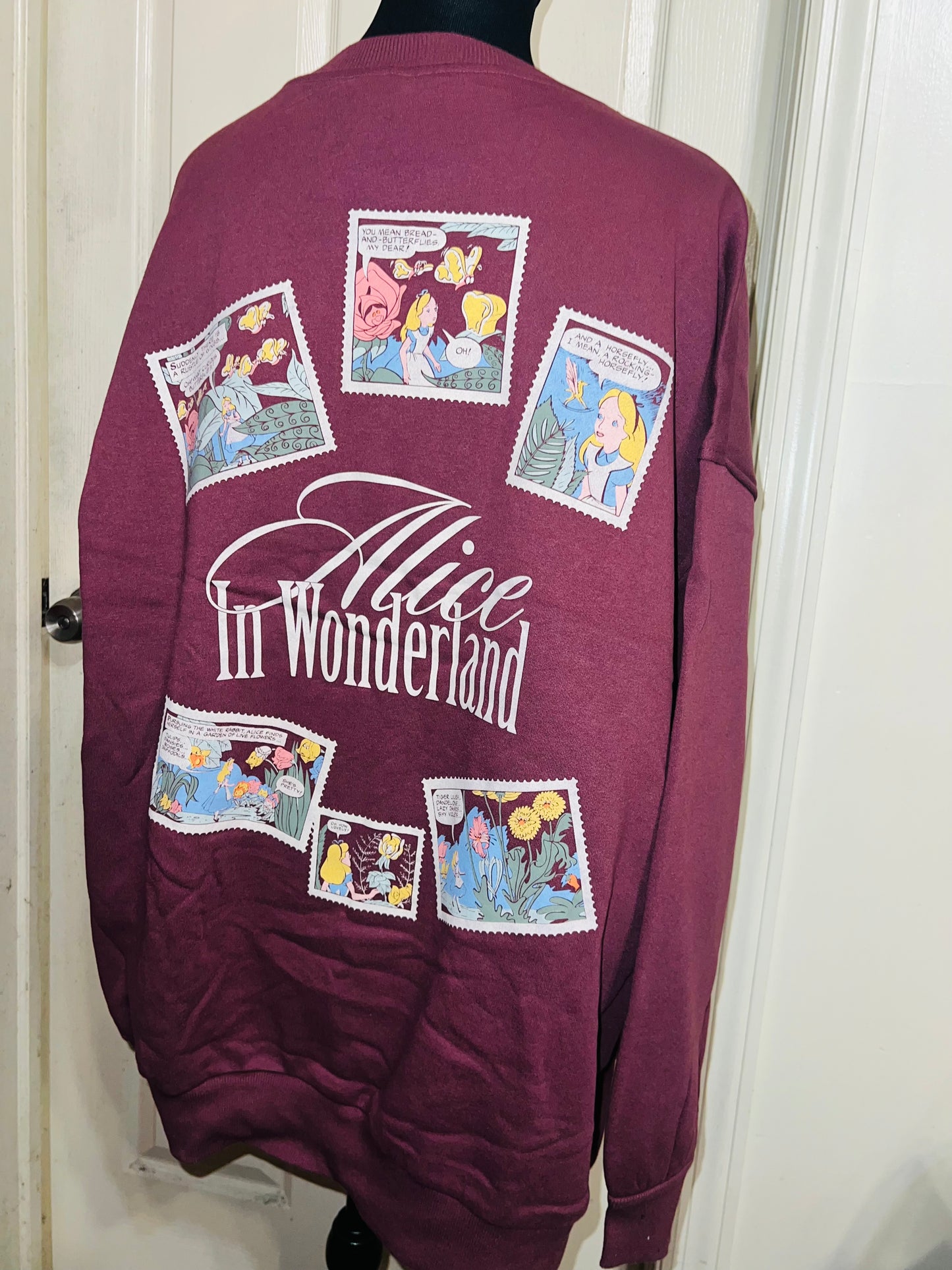 Alice in Wonderland Double Sided Oversized Distressed Sweatshirt