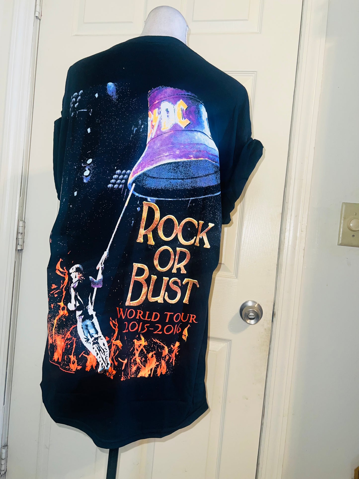 AC/DC Double Sided Oversized Distressed Tee