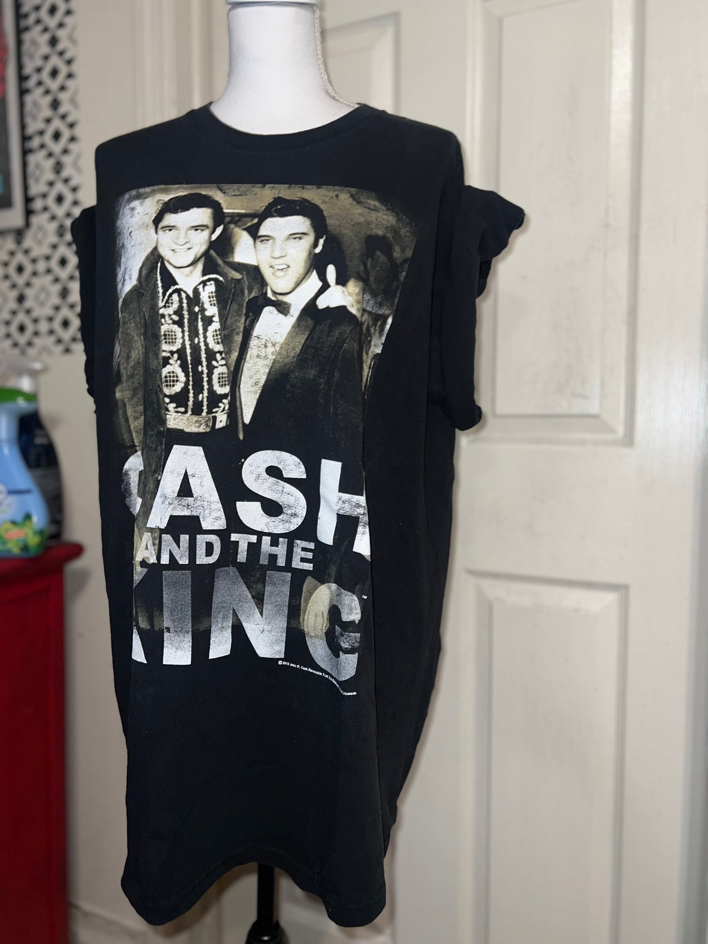 Johnny Cash and Elvis Oversized Distressed Tee