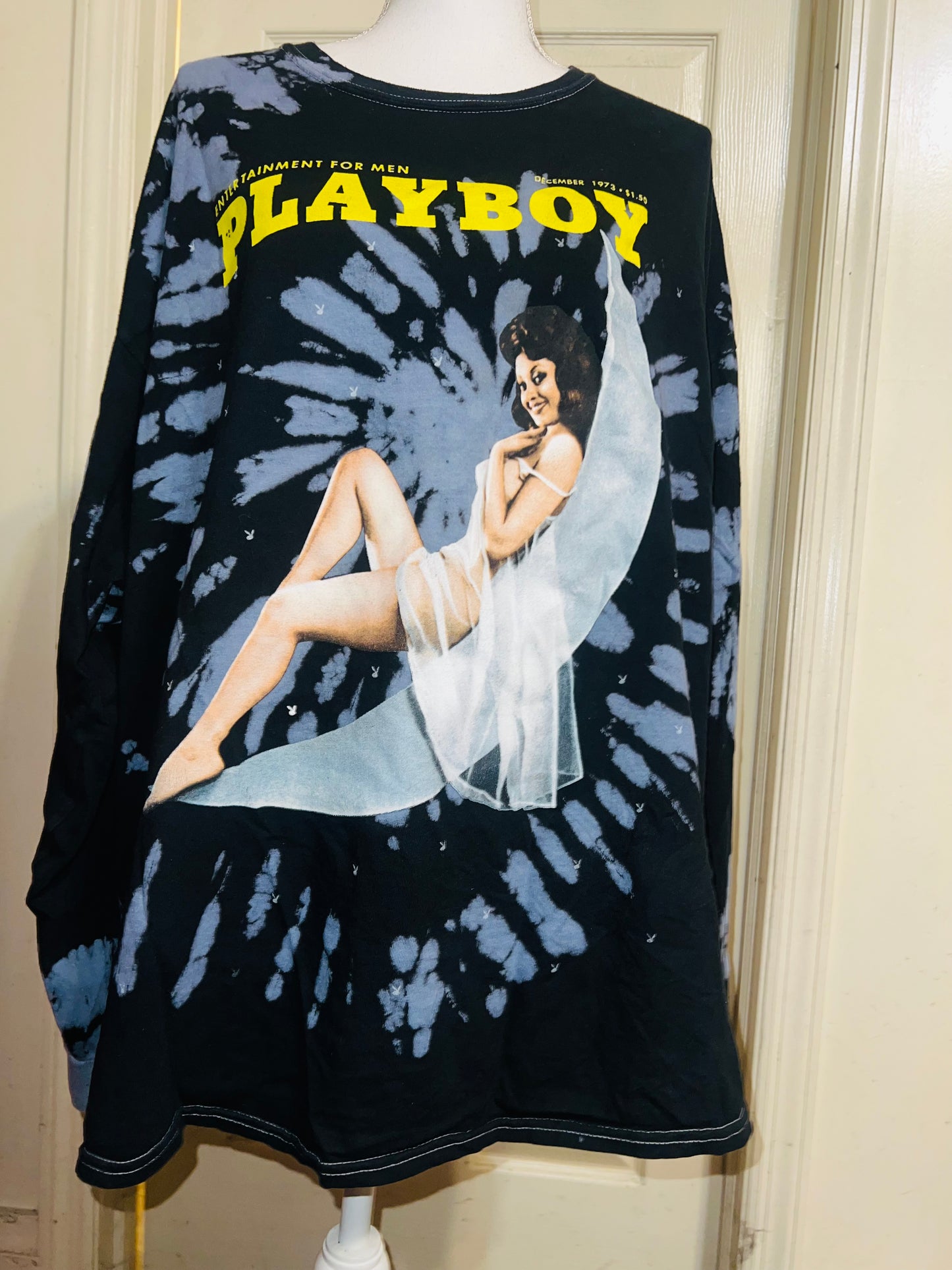 Playboy Oversized Distressed Long Sleeve Tee