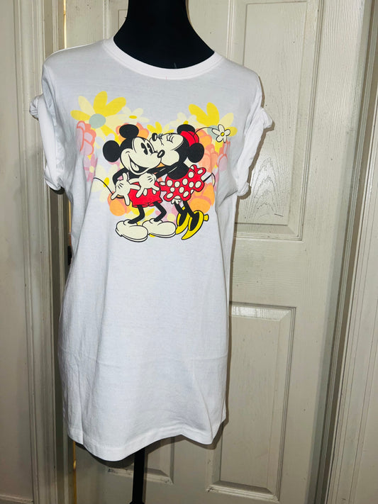 Mickey and Minnie Mouse Oversized Distressed Tee