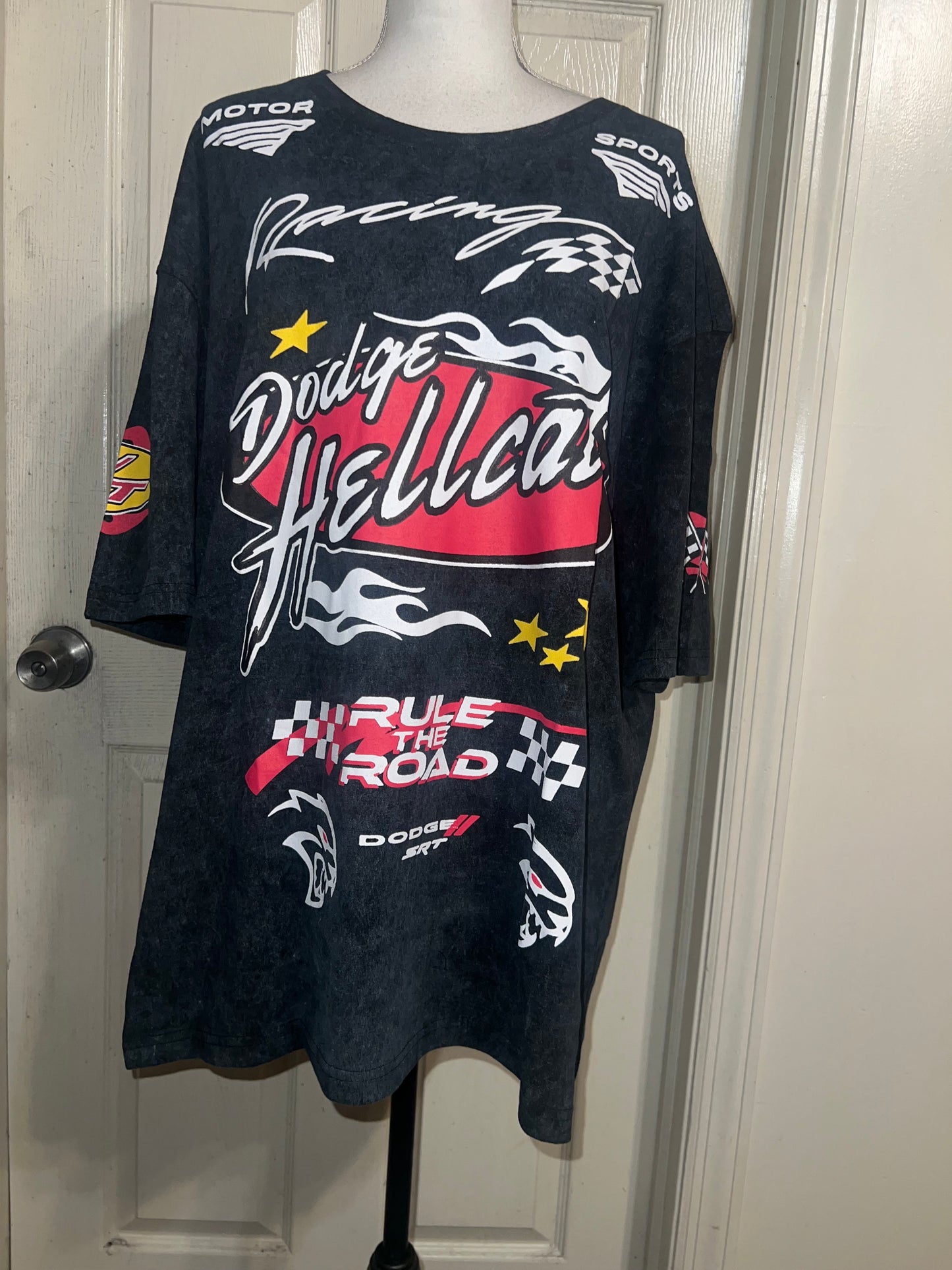 Dodge Hellcat Racing Oversized Distressed Tee  on