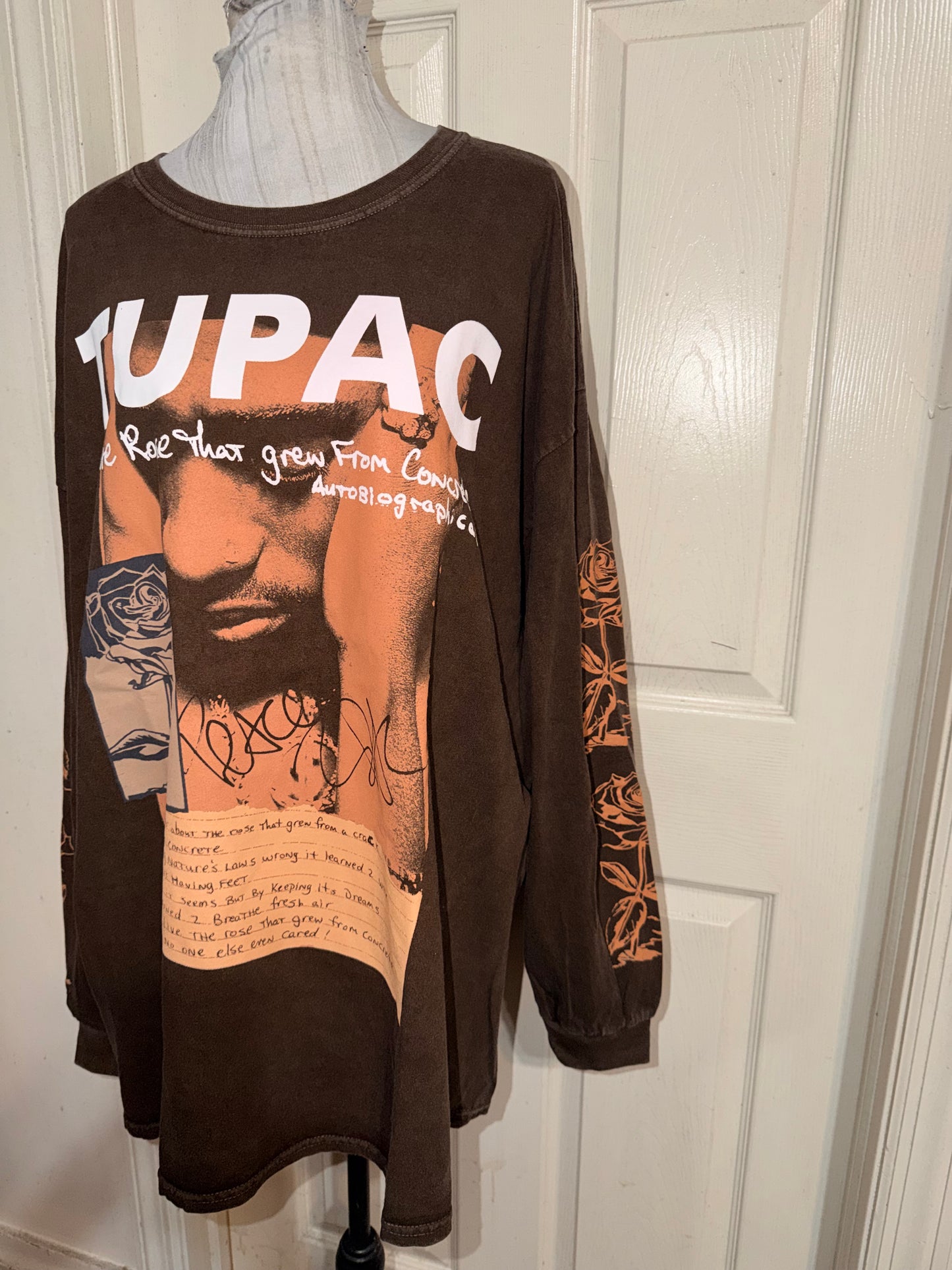 Tupac Oversized Distressed Long Sleeve Tee